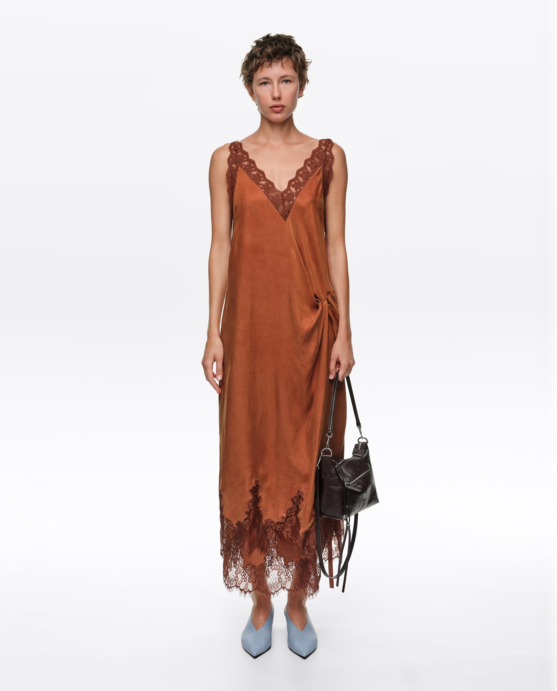 Vestido lencero nudo - Bimba y Lola - Caramelo Caramelo-5