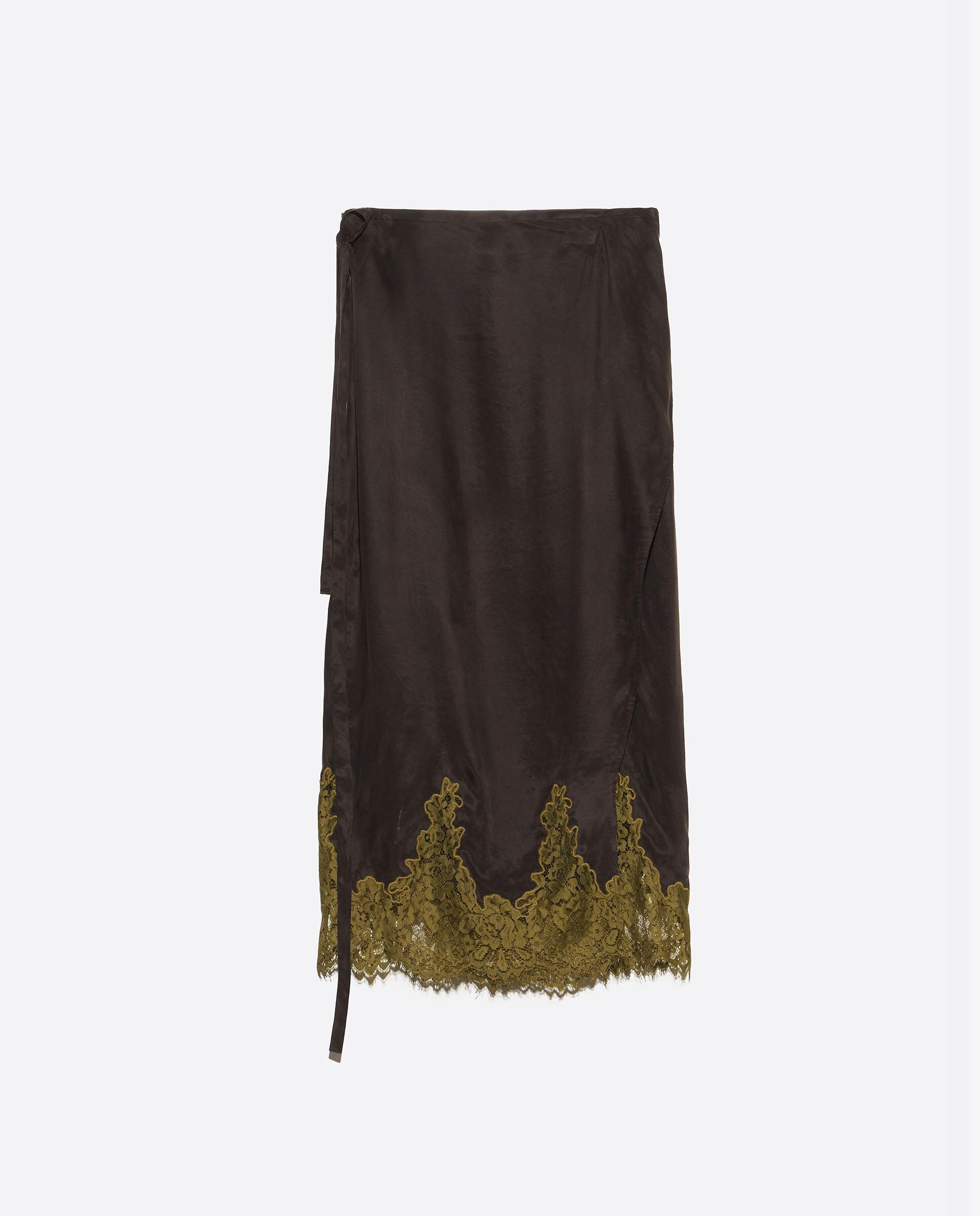 Falda pareo midi con encajes y lazo - Bimba y Lola - Negro Negro-7