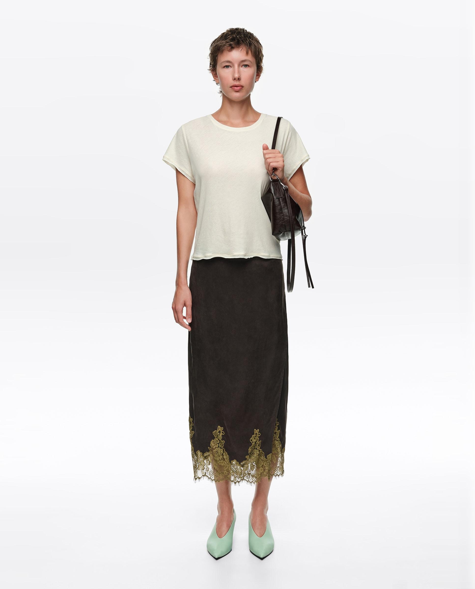 Falda pareo midi con encajes y lazo - Bimba y Lola - Negro Negro-6