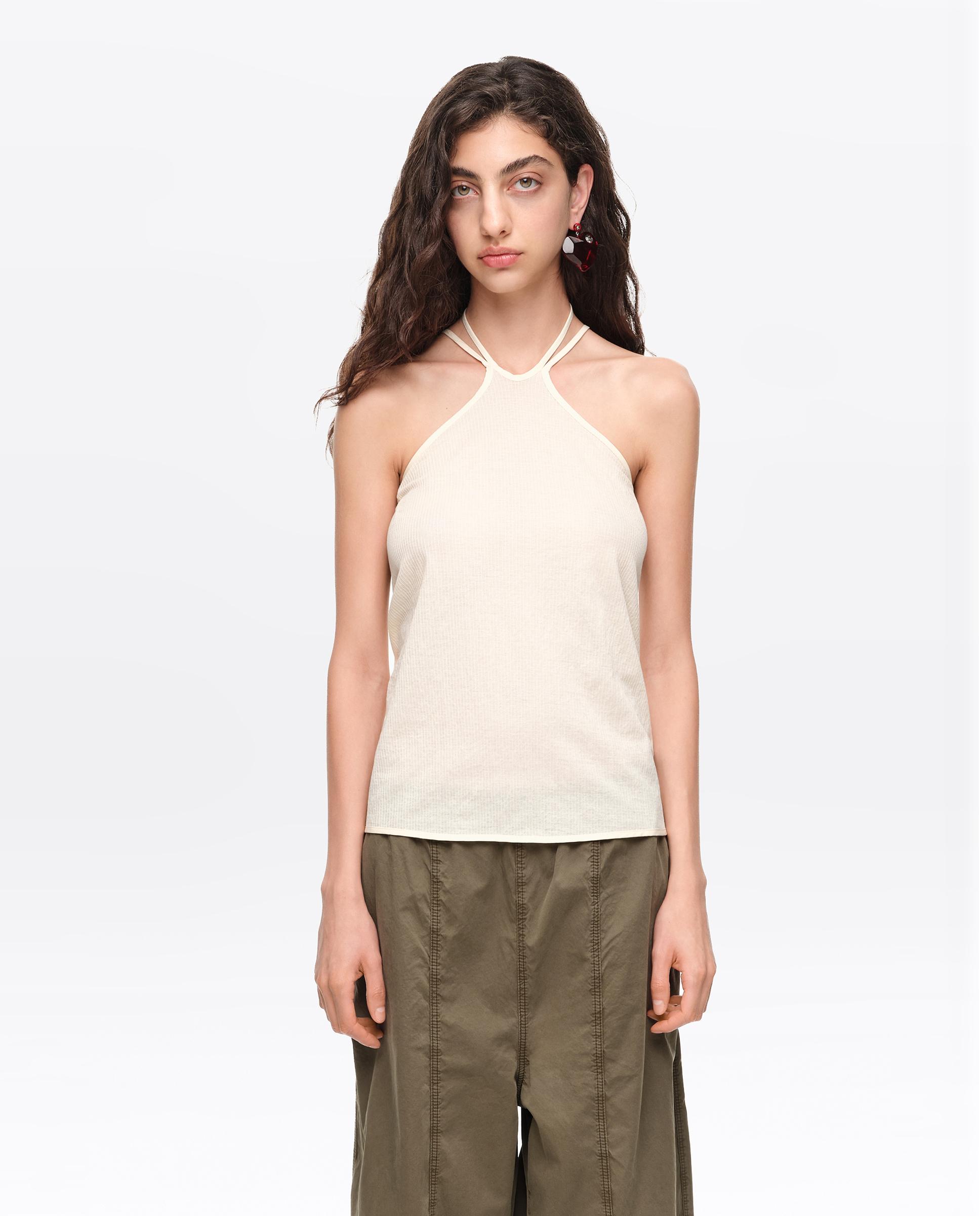 Top de mujer escote halter con lazada - Bimba y Lola - Beige Beige-1