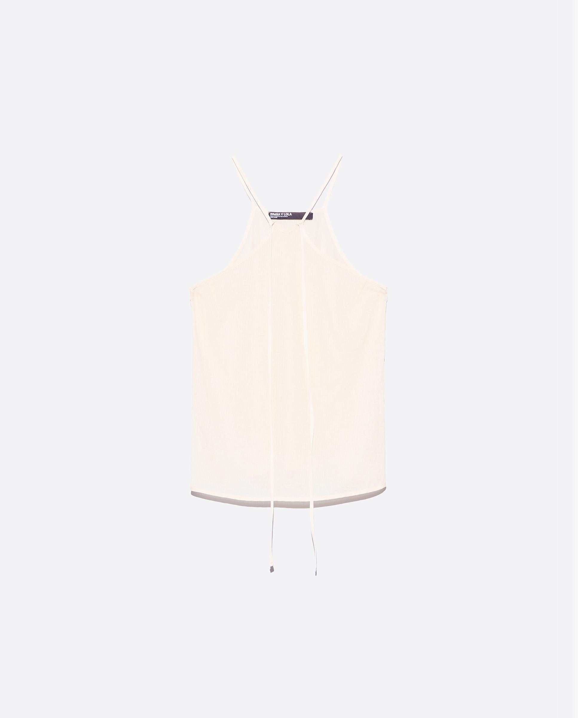 Top de mujer escote halter con lazada - Bimba y Lola - Beige Beige-6