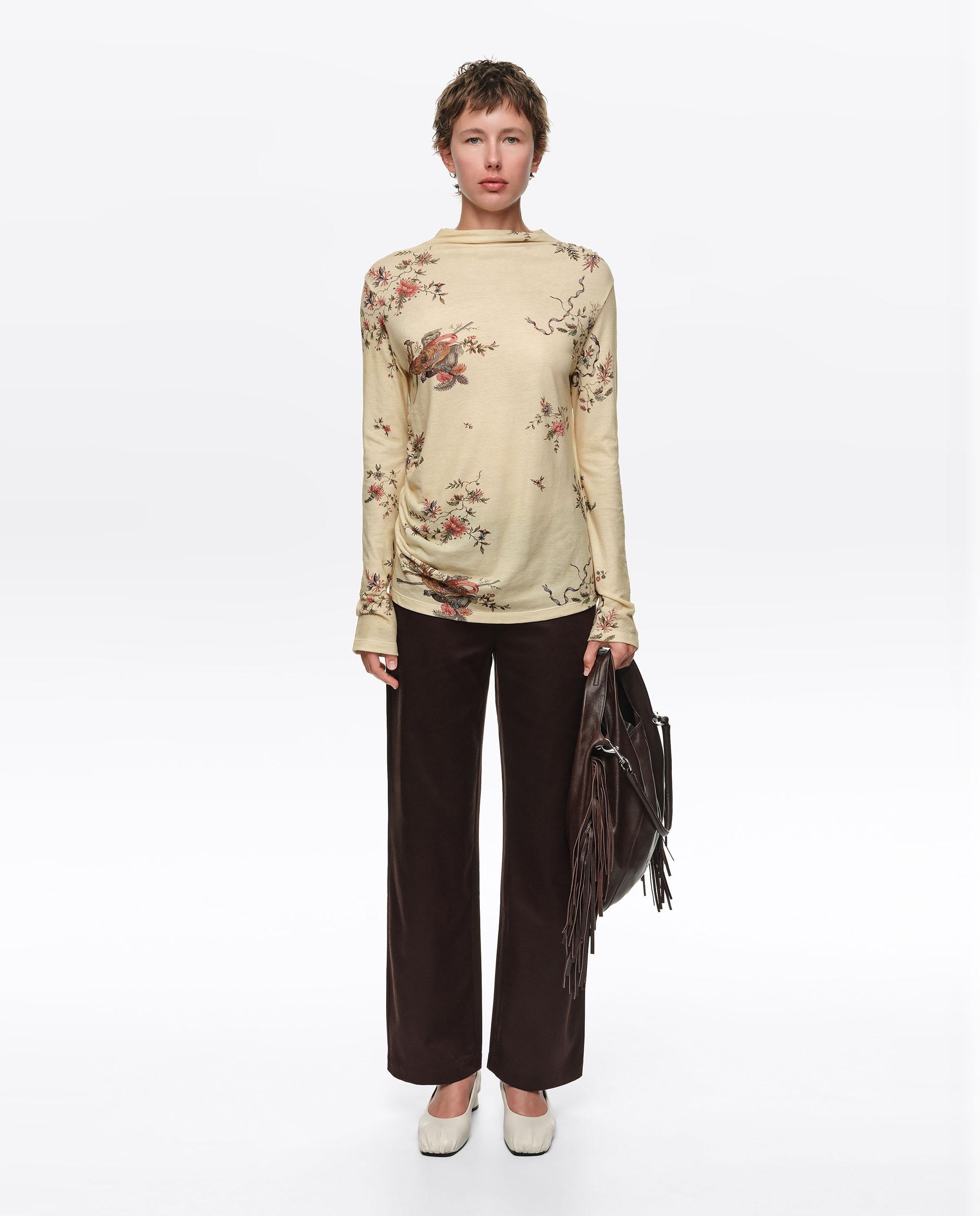 Camiseta de mujer algodón fruncida romantic sweet - Bimba y Lola - Beige Beige-5