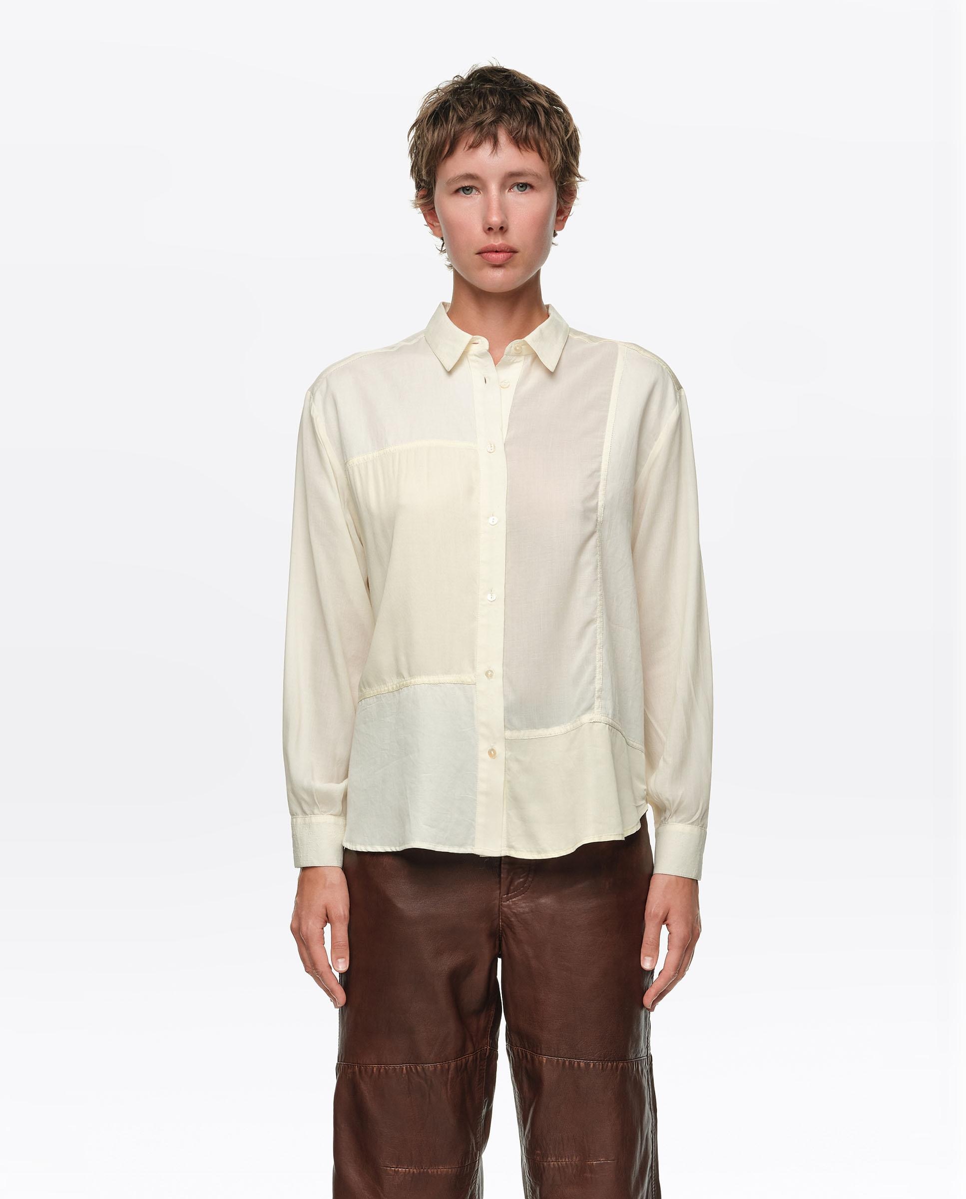 Imagen 0 de Camisa de mujer patchwork recta Crema