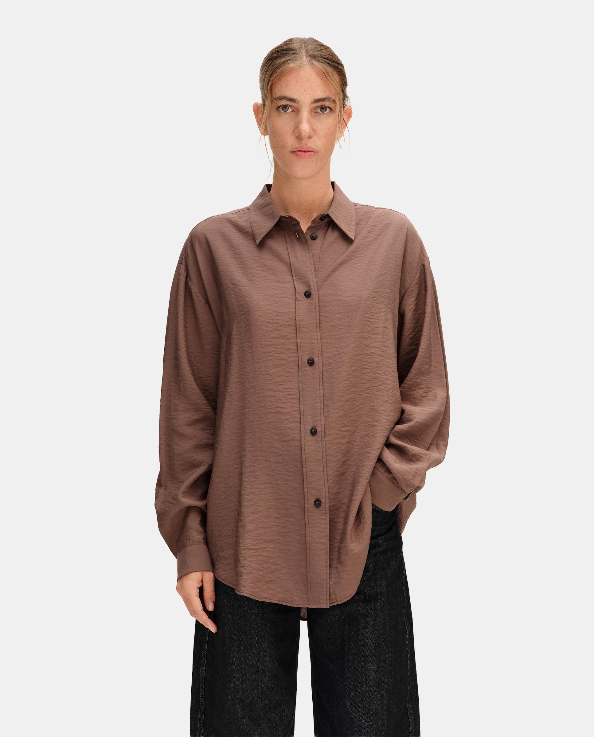 Camisa de mujer recta manga larga - Bimba y Lola - Marrón Marrón-1