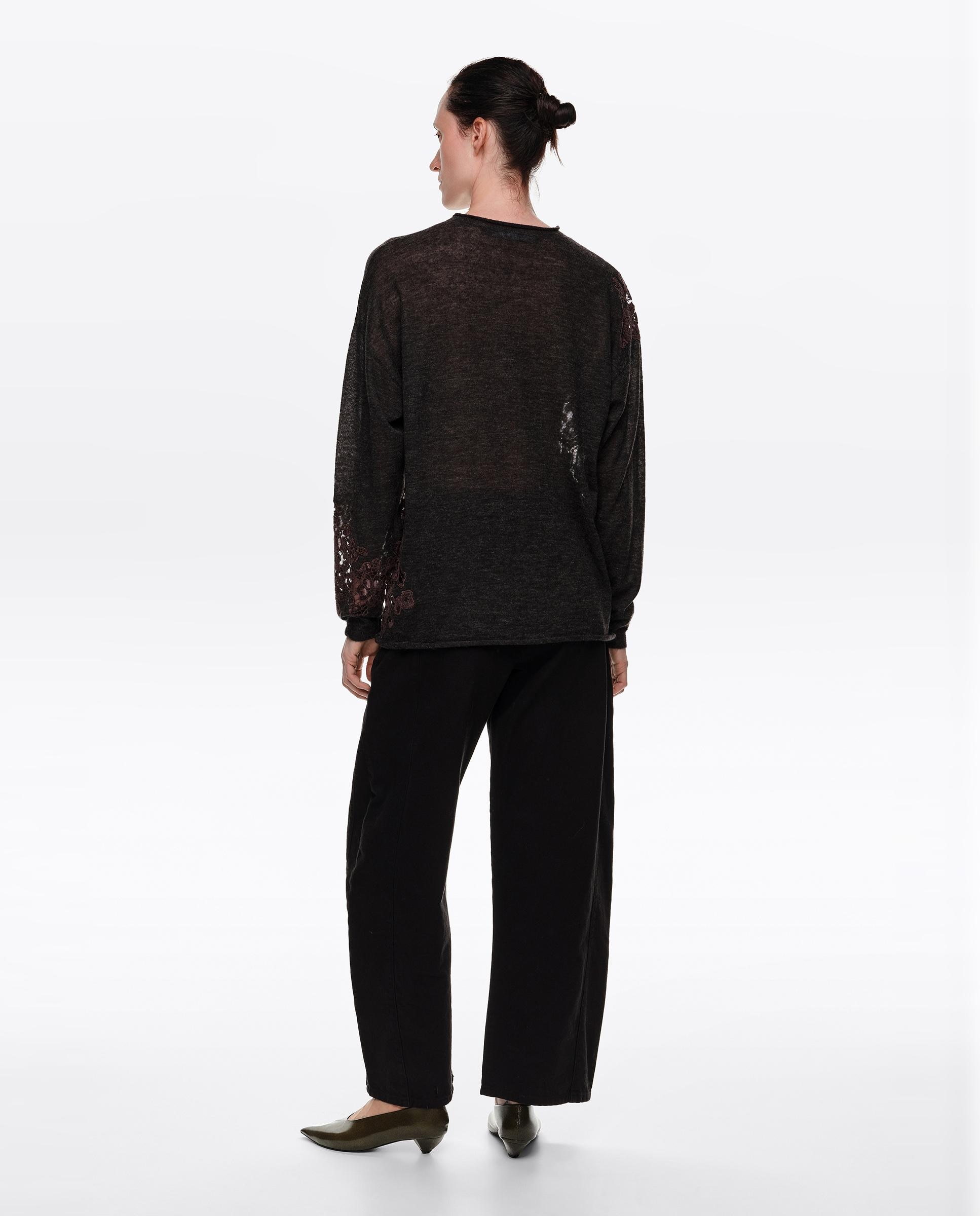 Jersey de mujer alpaca encajes cuello subido - Bimba y Lola - Gris oscuro Gris oscuro-4