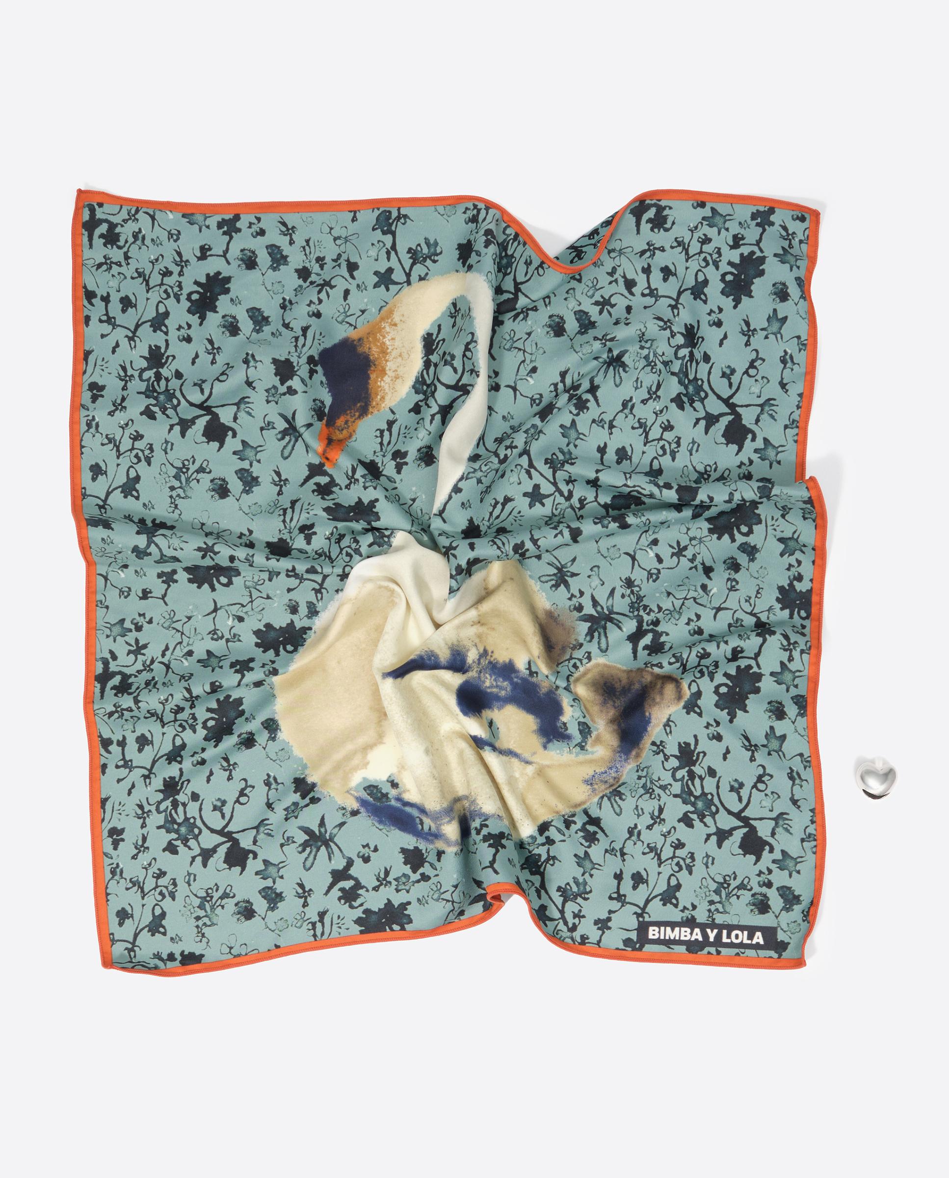 Pañuelo de mujer charm cisne acuarela - Bimba y Lola - Aguamarina Aguamarina-2
