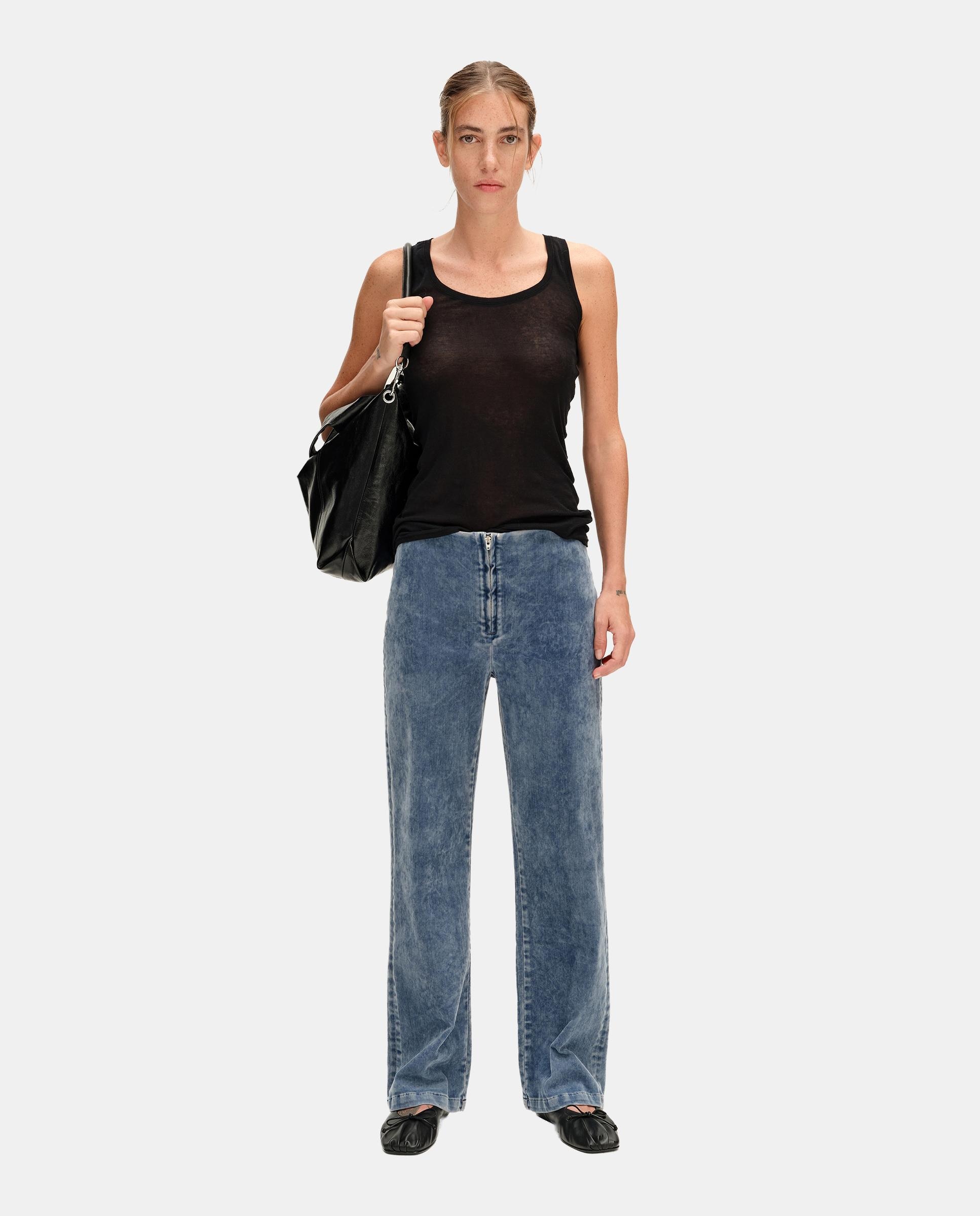 Imagen 0 de Pantalones rectos de mujer straight cropped tobillero Azul claro