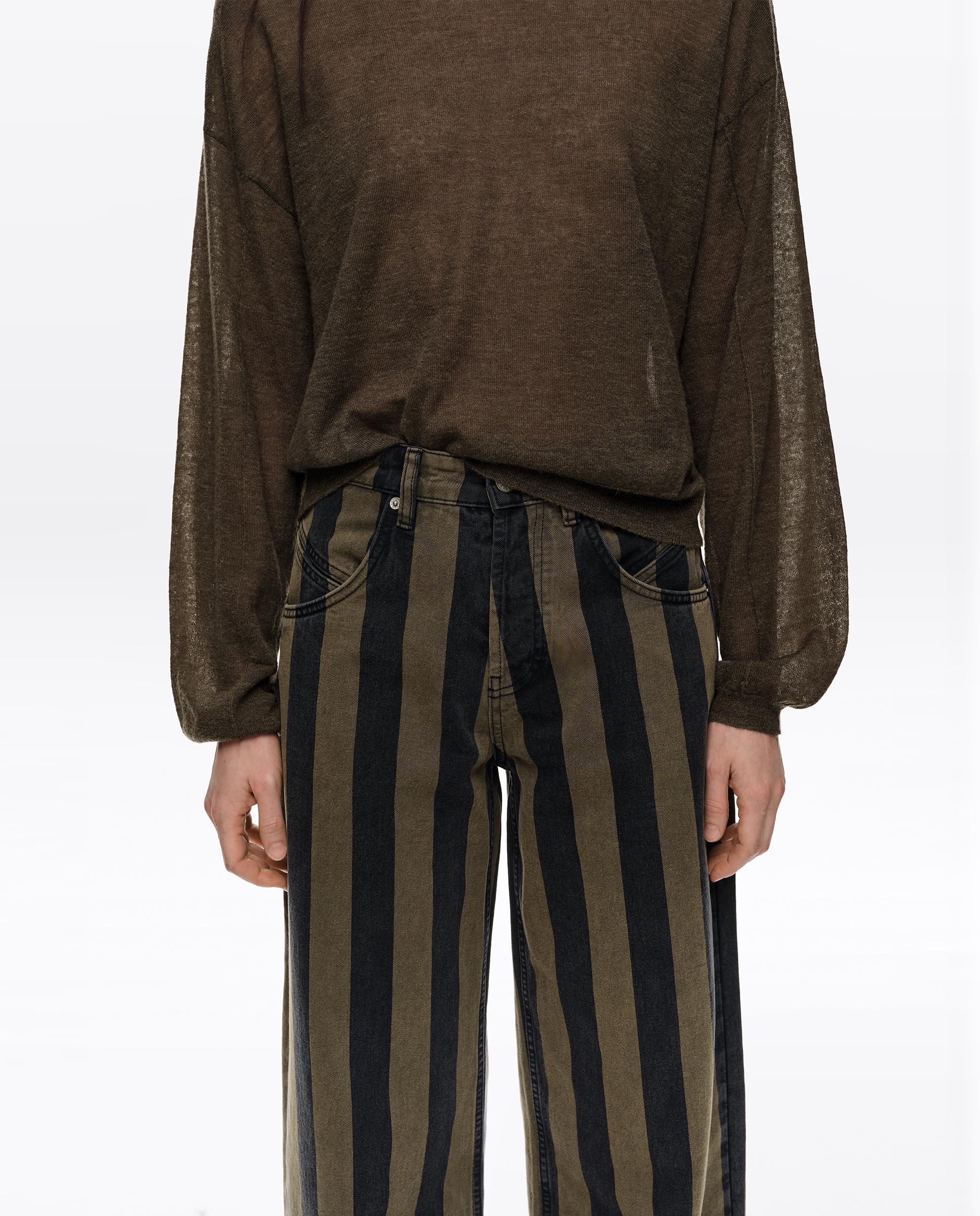 Pantalones anchos de mujer barrel denim rayas - Bimba y Lola - Kaki Kaki-2