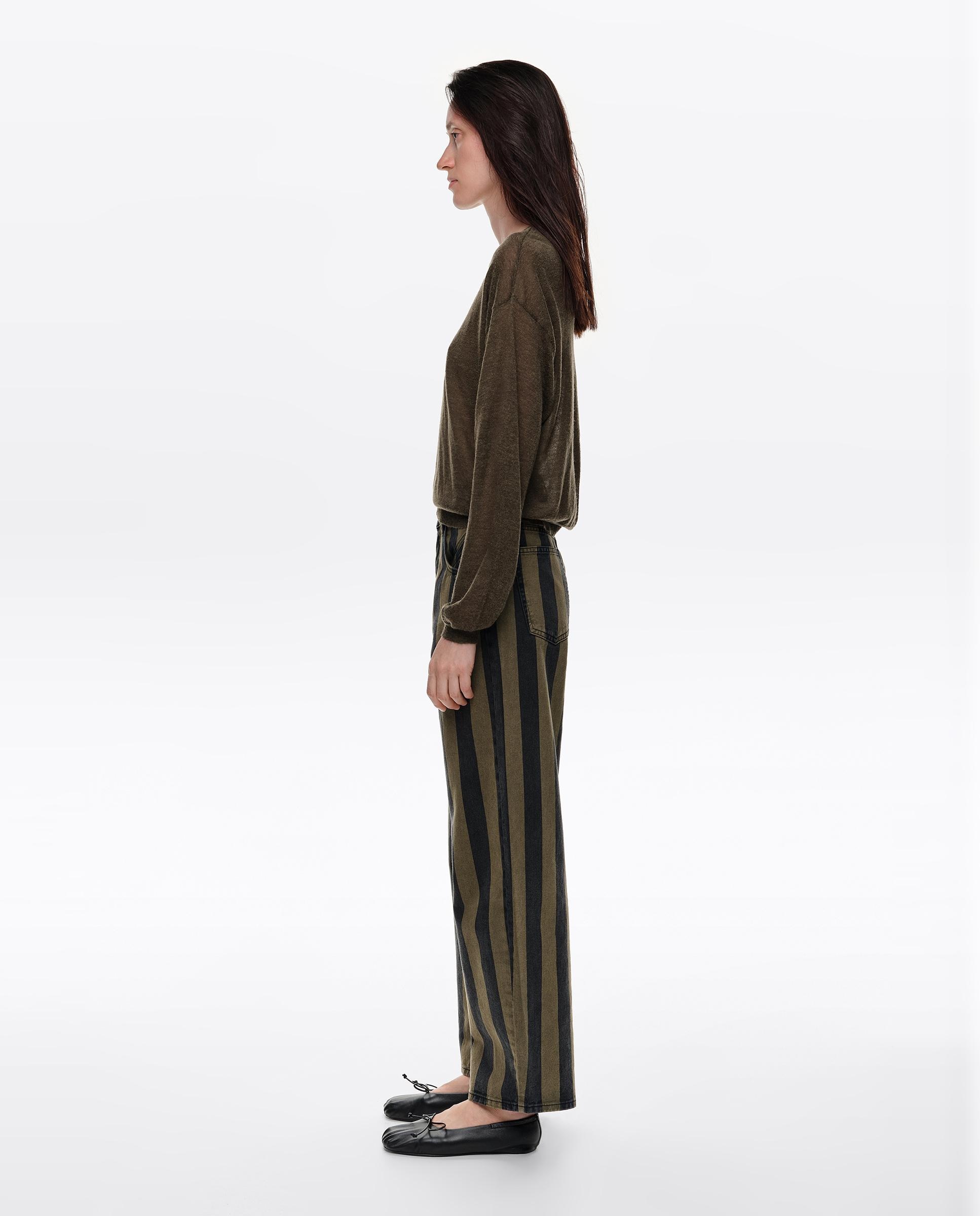 Pantalones anchos de mujer barrel denim rayas - Bimba y Lola - Kaki Kaki-3