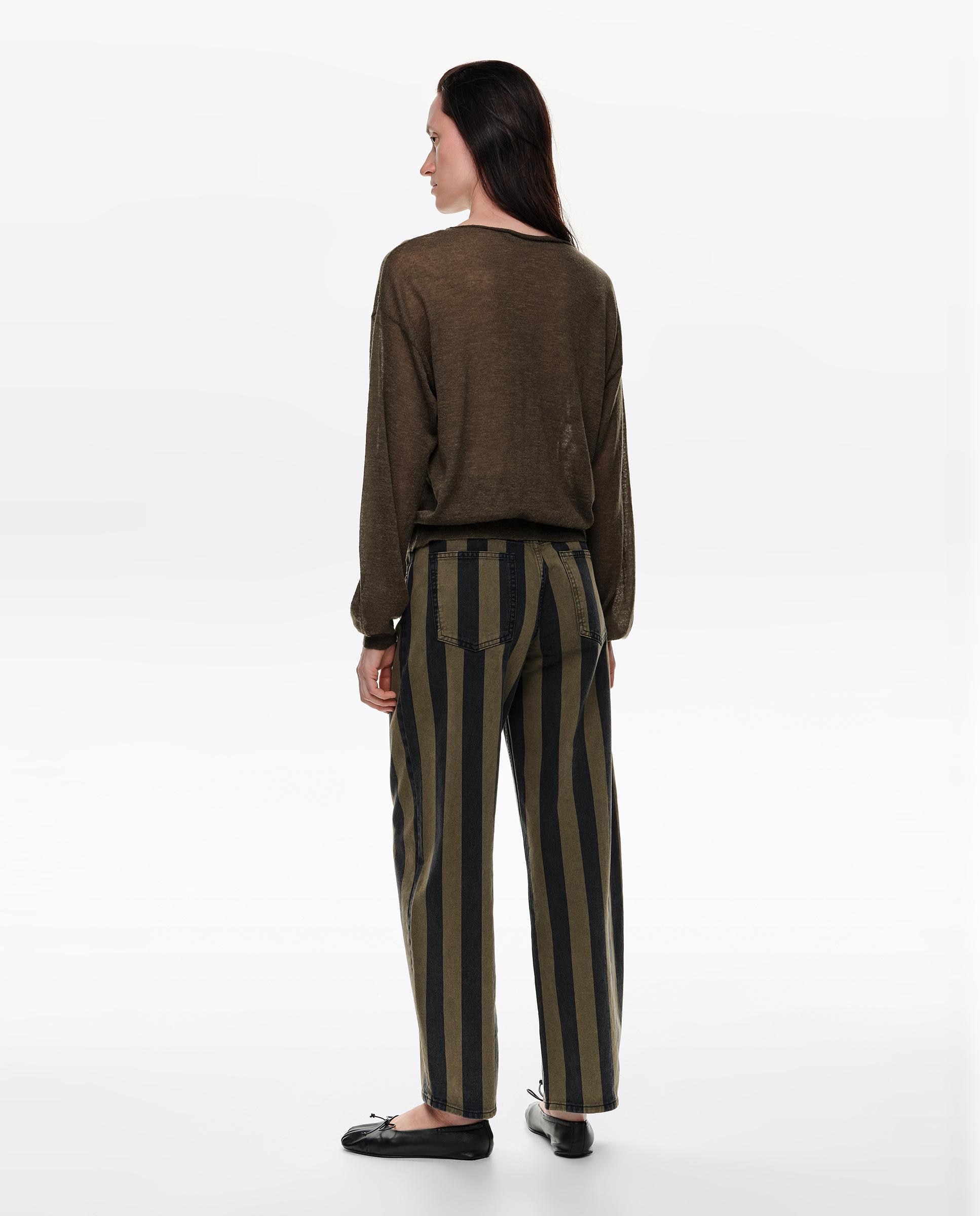 Pantalones anchos de mujer barrel denim rayas - Bimba y Lola - Kaki Kaki-4