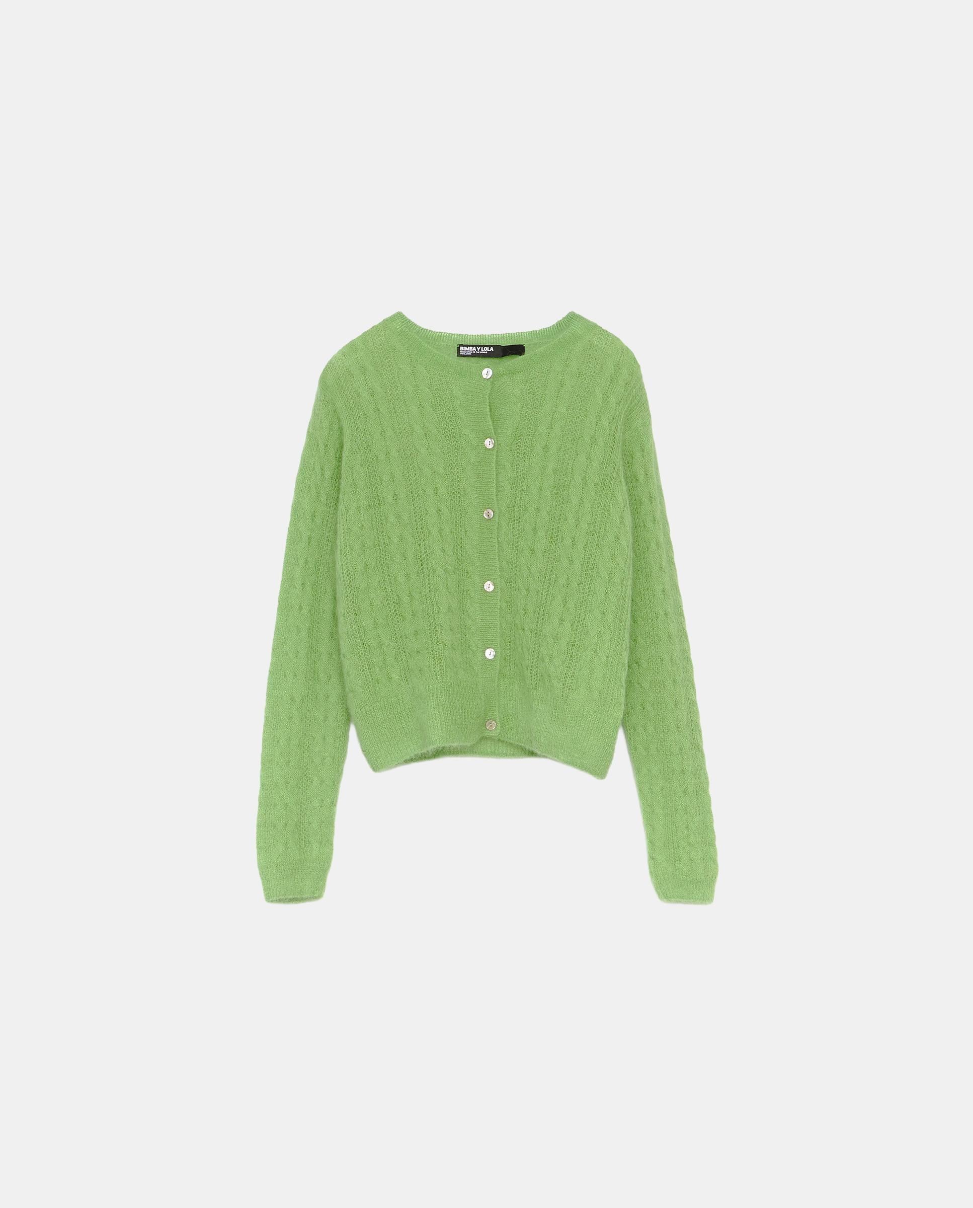 Cárdigan de mujer mohair boxy - Bimba y Lola - Verde Verde-5