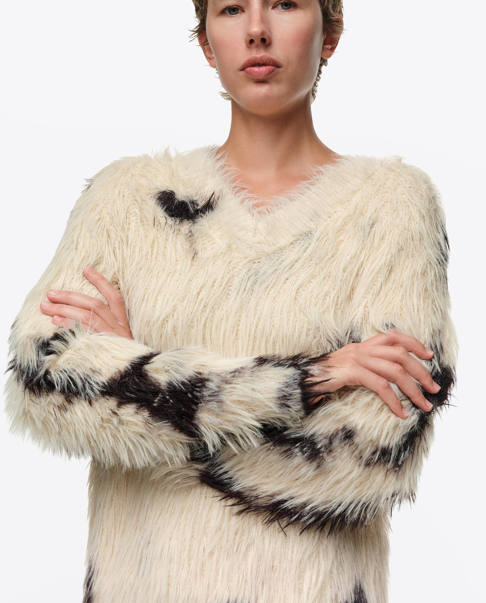 Jersey de mujer pelo escote v pony - Bimba y Lola - Beige Beige-2