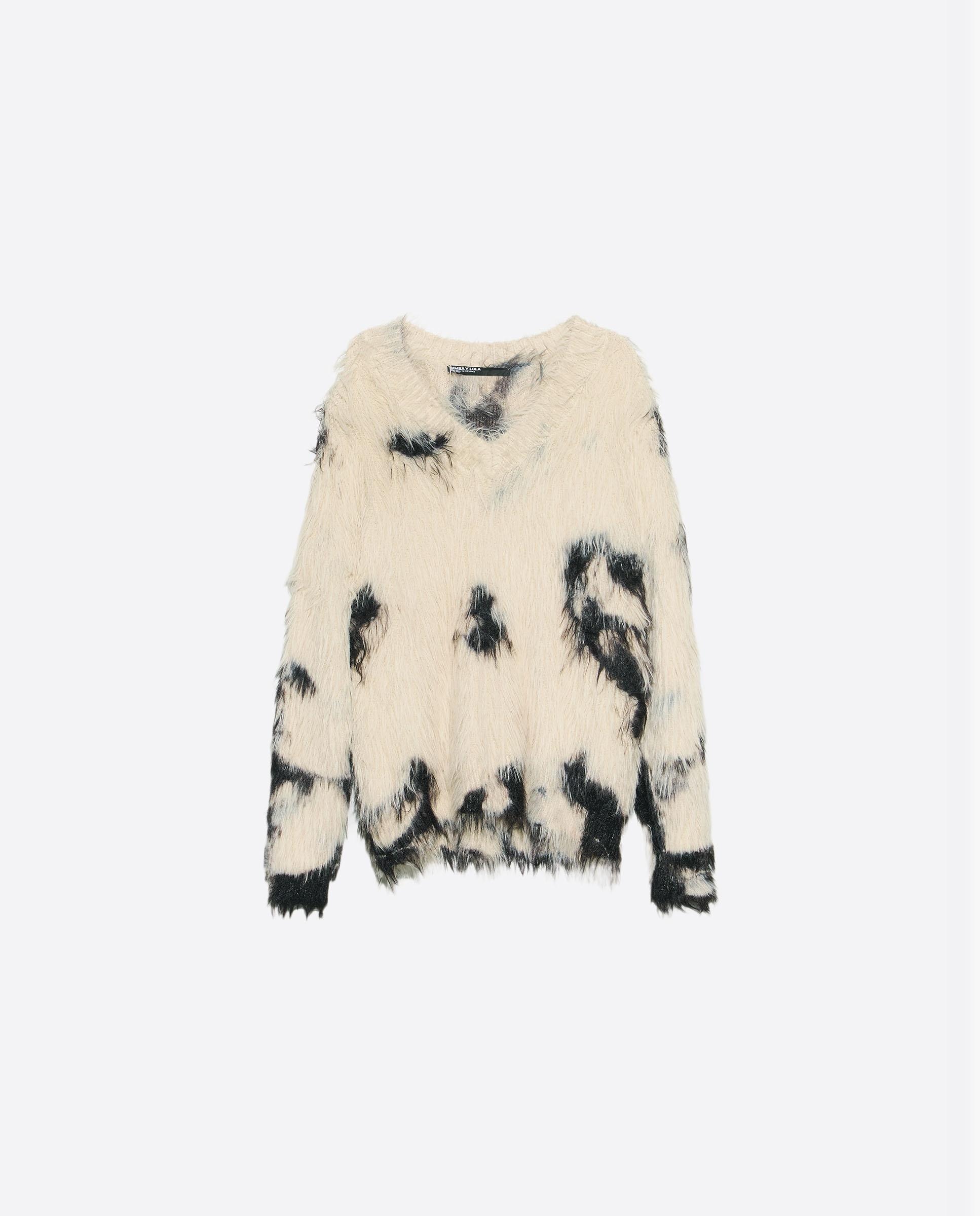 Jersey de mujer pelo escote v pony - Bimba y Lola - Beige Beige-6