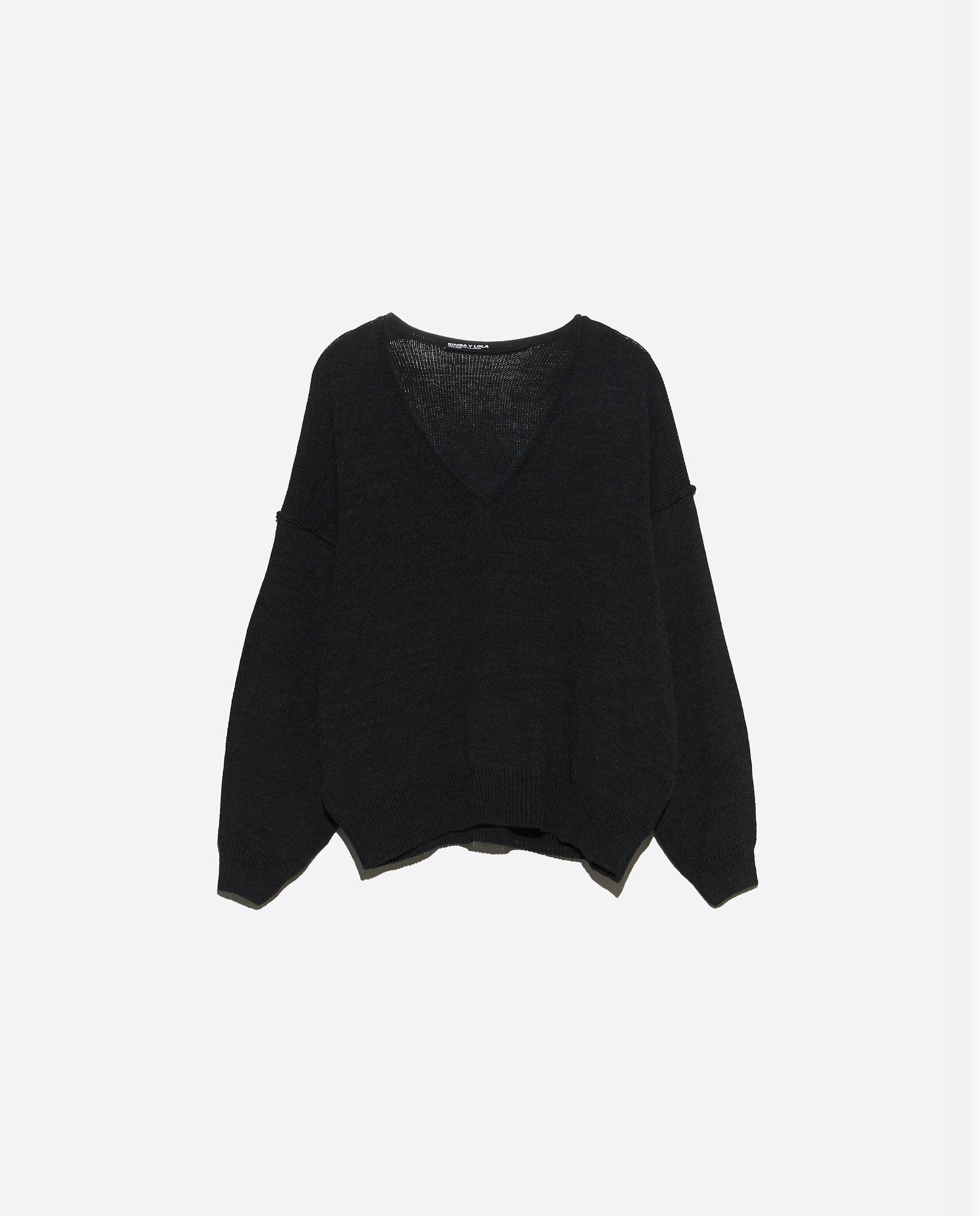Jersey de mujer lana escote v - Bimba y Lola - Gris oscuro Gris oscuro-6