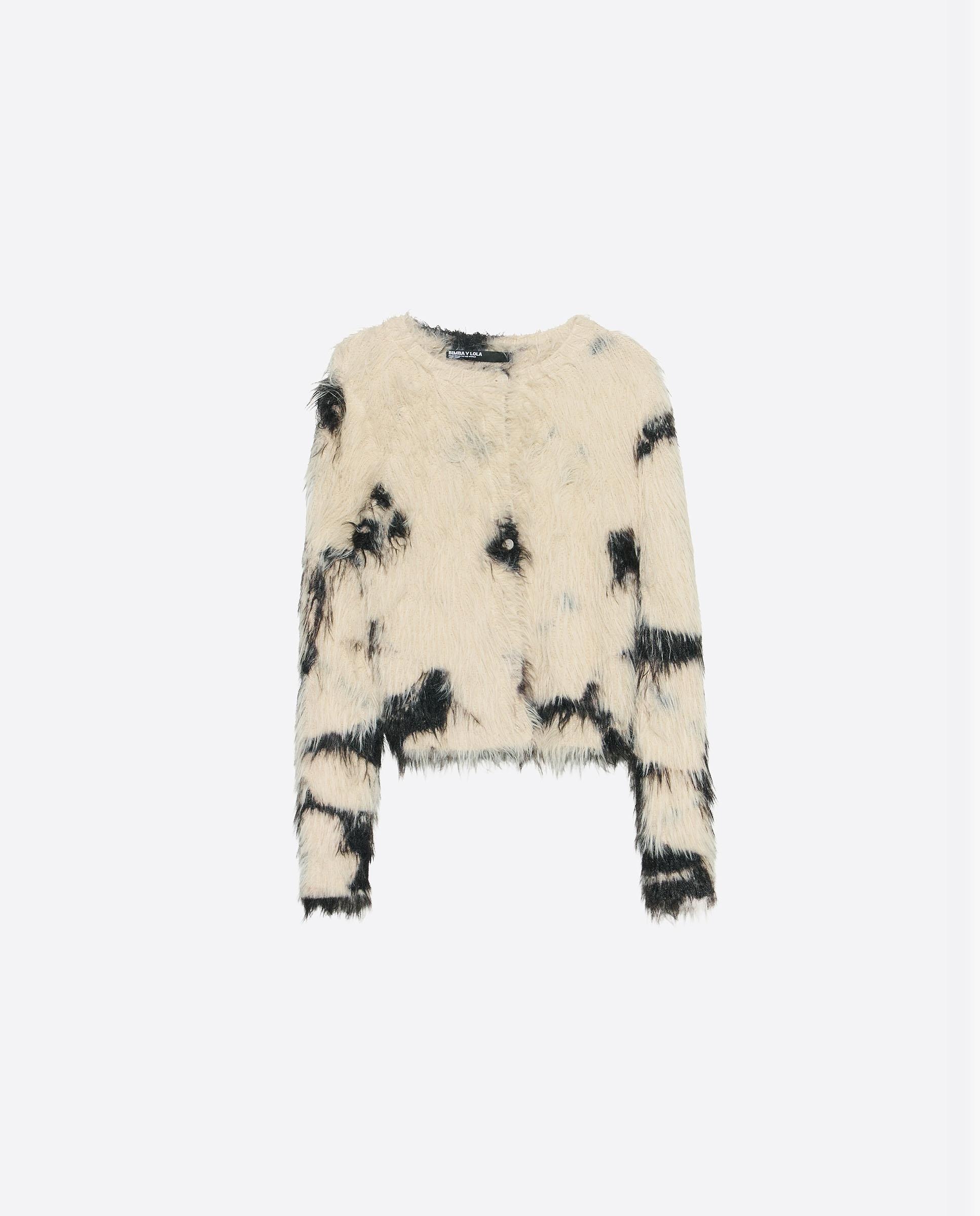 Cárdigan de mujer de pelo recto pony - Bimba y Lola - Beige Beige-6