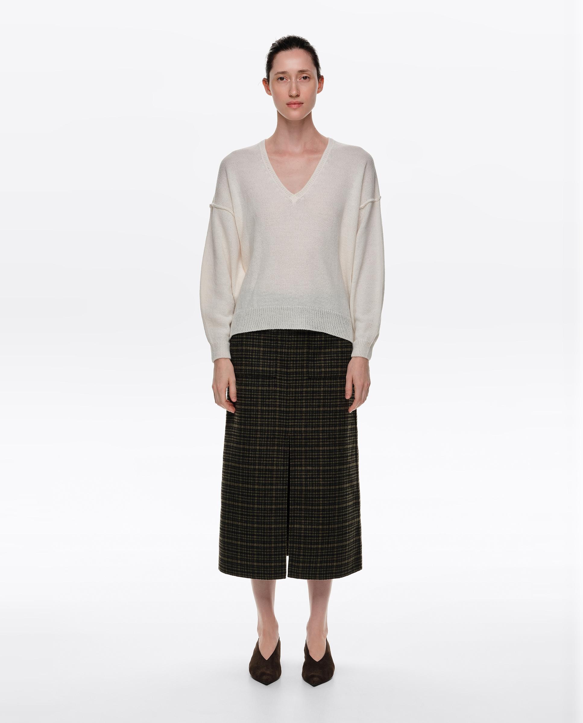 Jersey de mujer lana escote v - Bimba y Lola - Marfil Marfil-1