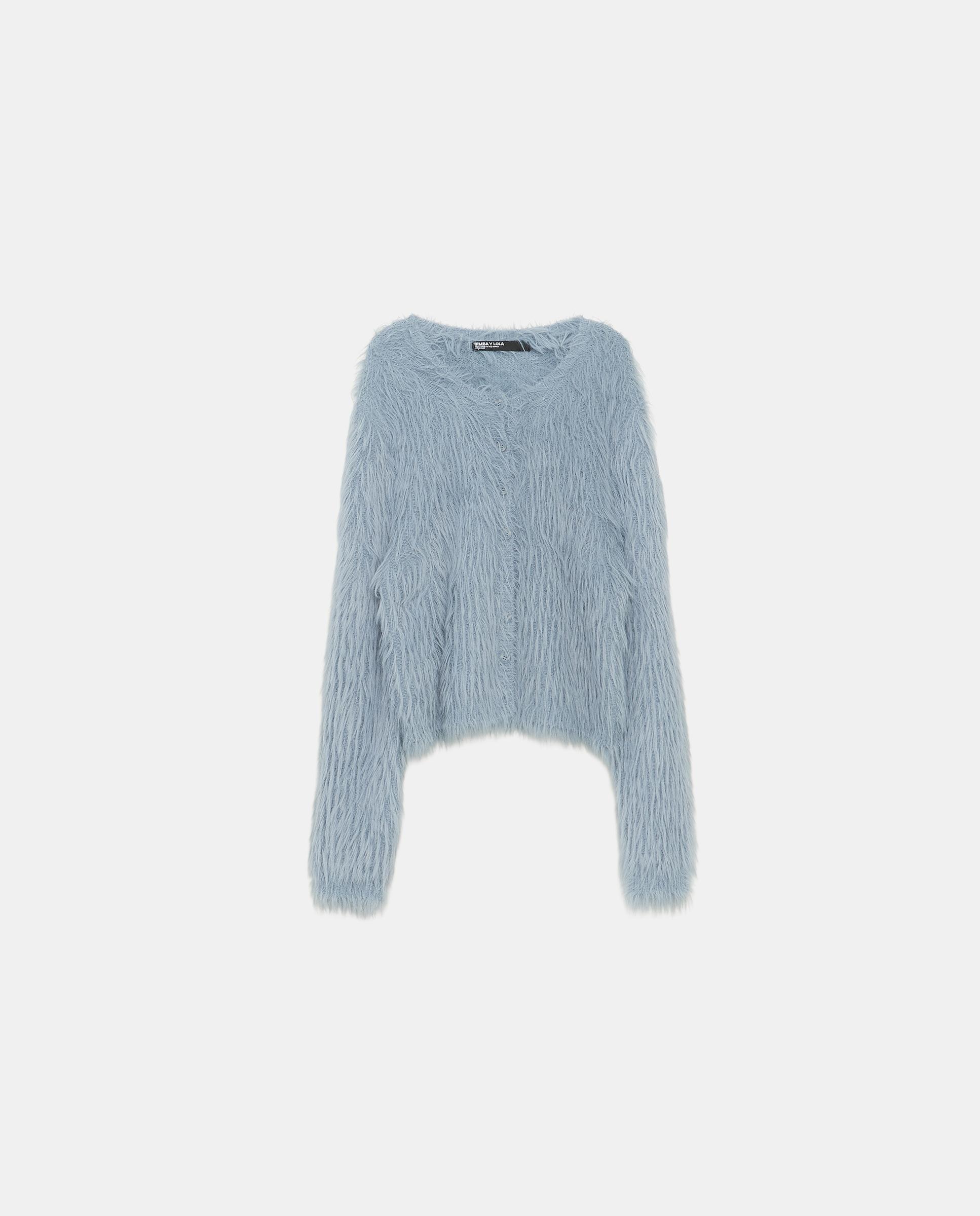 Cárdigan de mujer pelo recto - Bimba y Lola - Azul claro Azul claro-5