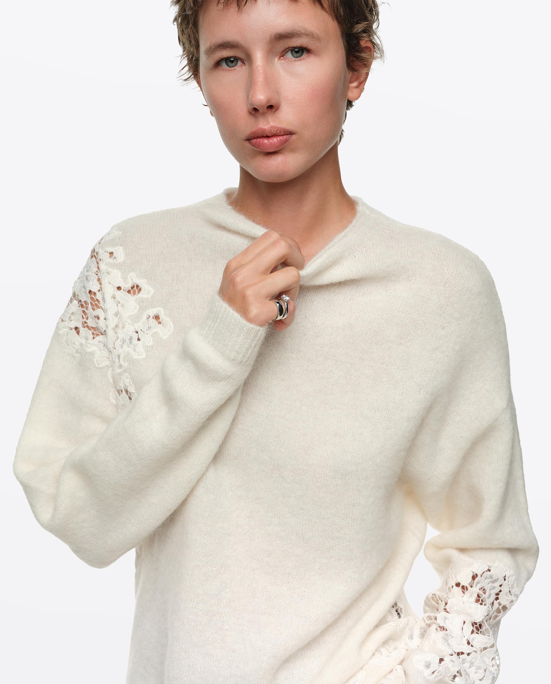 Imagen 2 de Jersey de mujer alpaca encajes cuello subido - Bimba y Lola - Marfil Marfil