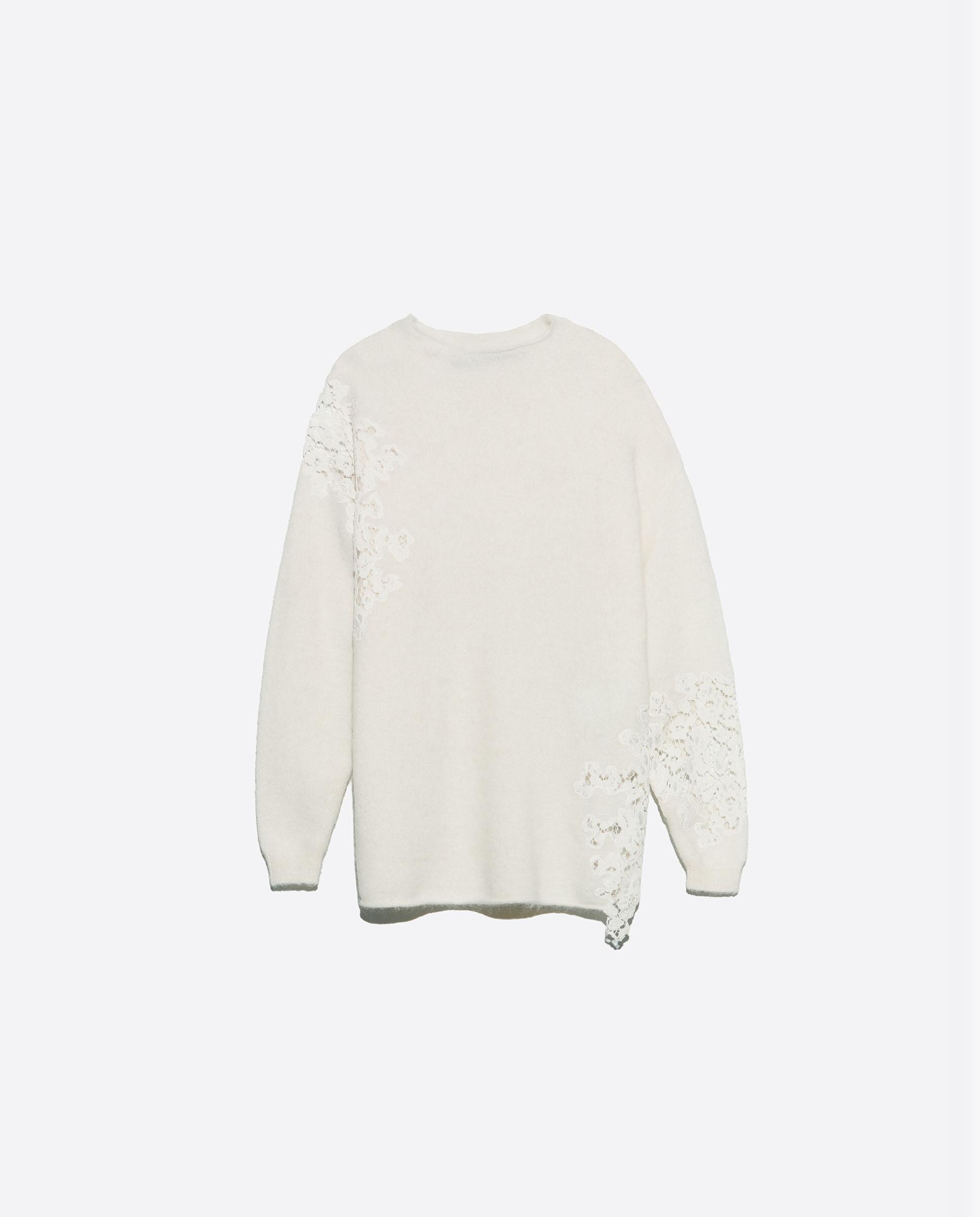 Imagen 6 de Jersey de mujer alpaca encajes cuello subido - Bimba y Lola - Marfil Marfil
