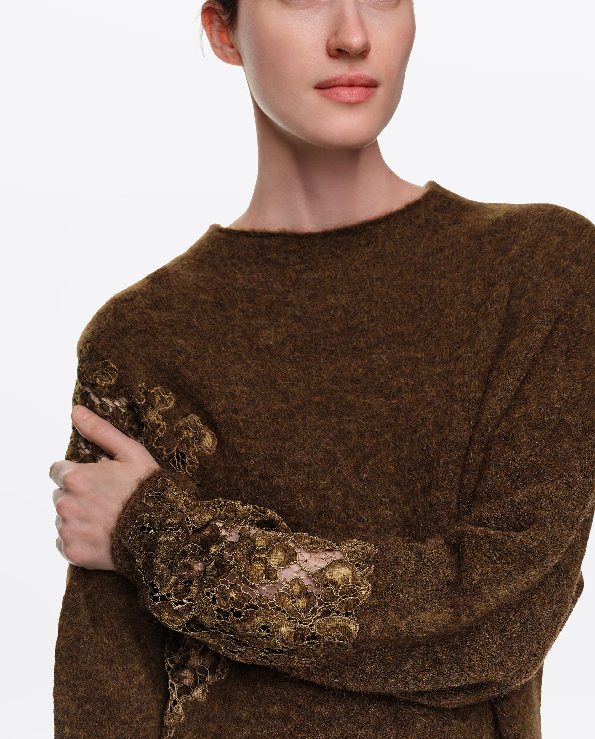 Jersey de mujer alpaca encajes cuello subido - Bimba y Lola - Verde Verde-2