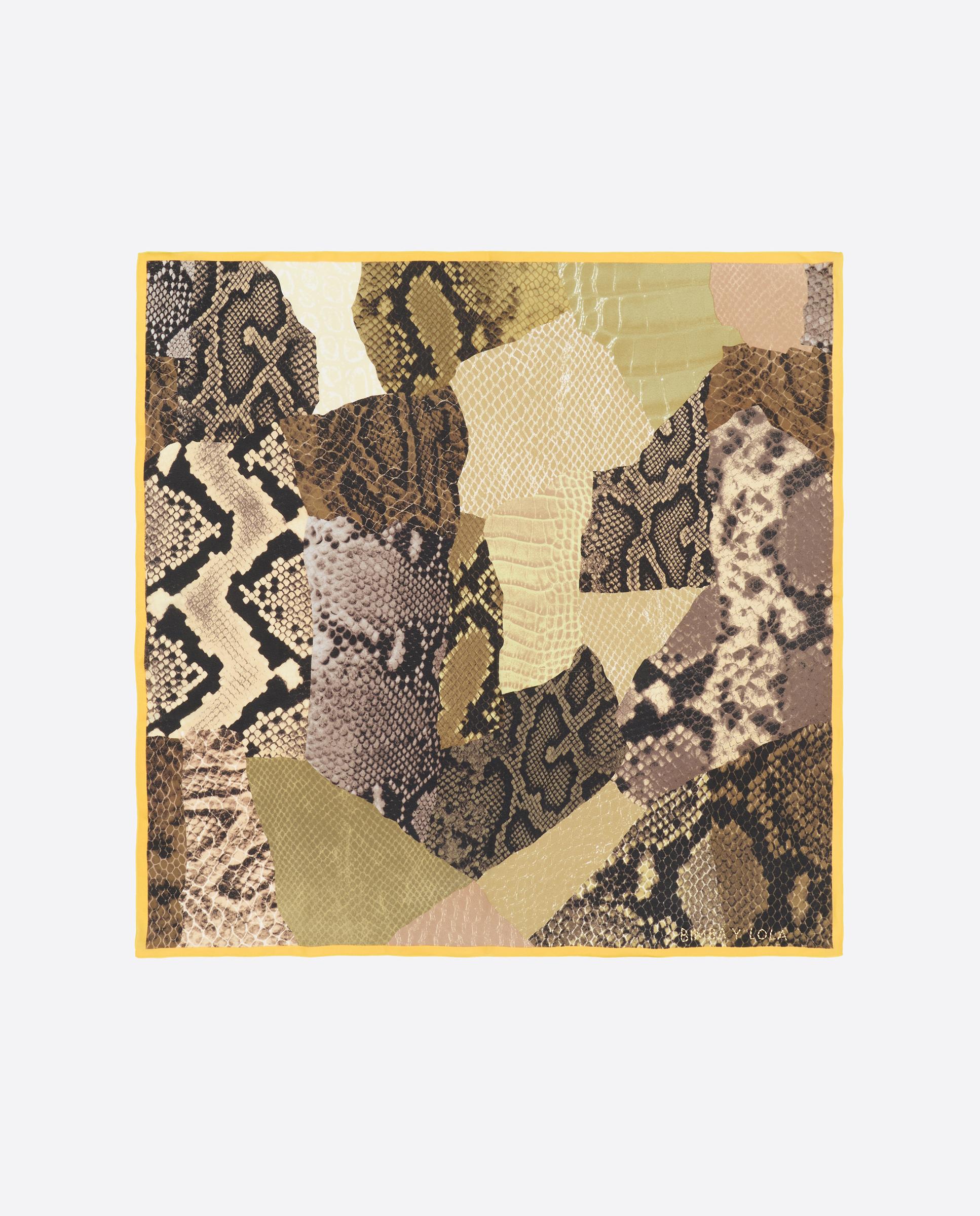 Pañuelo de mujer patchwork piel serpiente - Bimba y Lola - Kaki Kaki-1