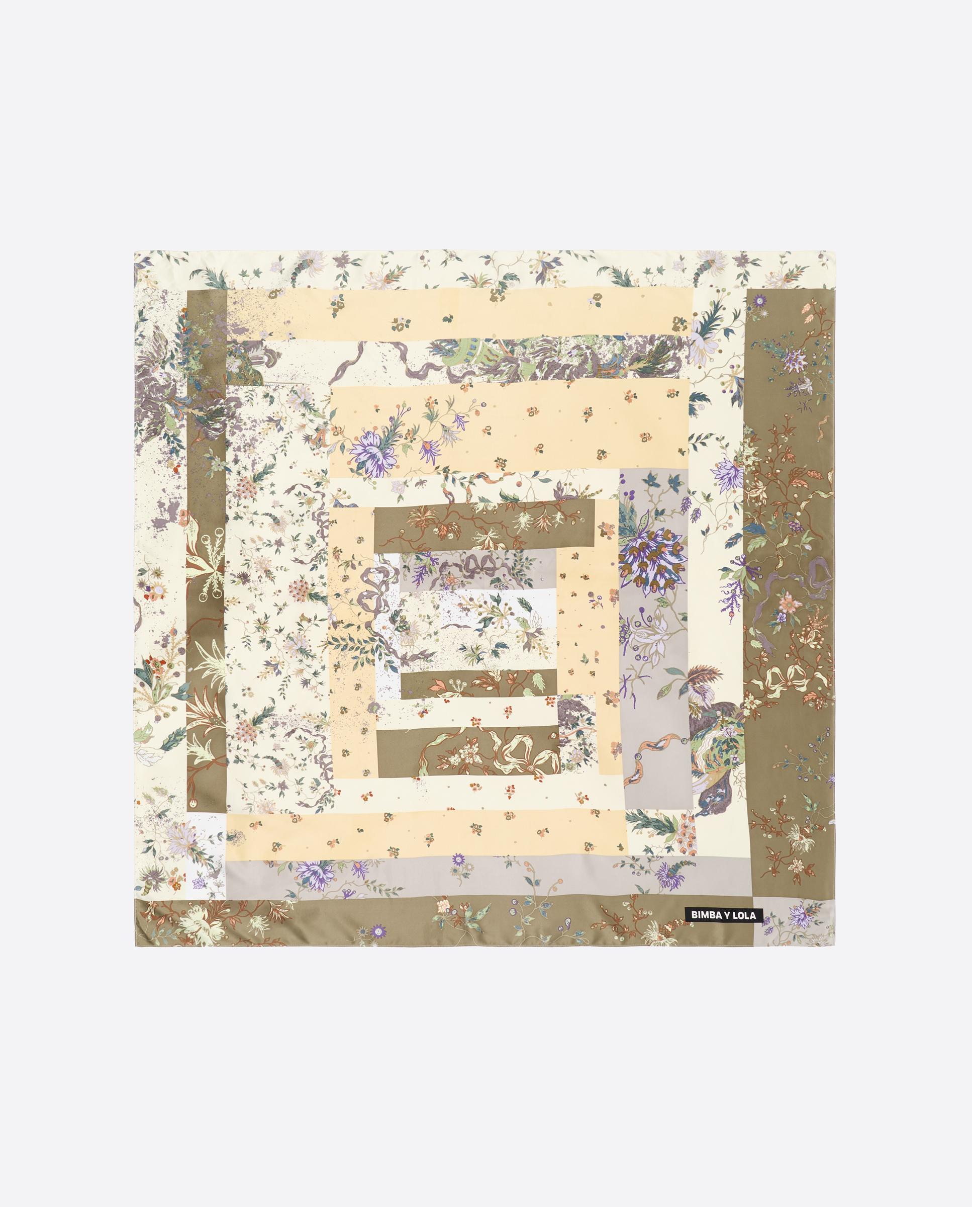 Pañuelo 100*100 patchwork romantic flowers - Bimba y Lola - Crema Crema-1