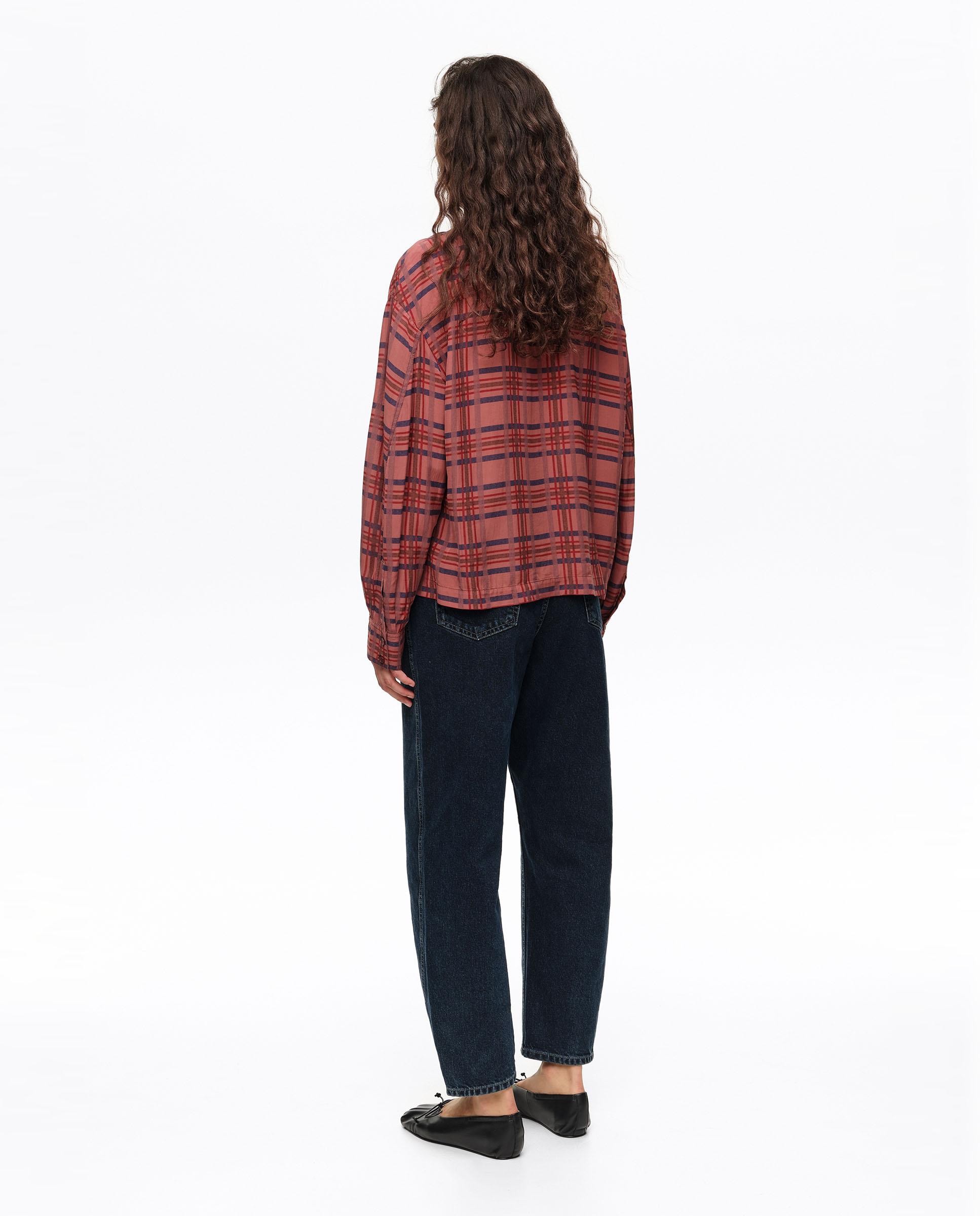 Camisa de mujer fluida boxy cuadros - Bimba y Lola - Granate Granate-4
