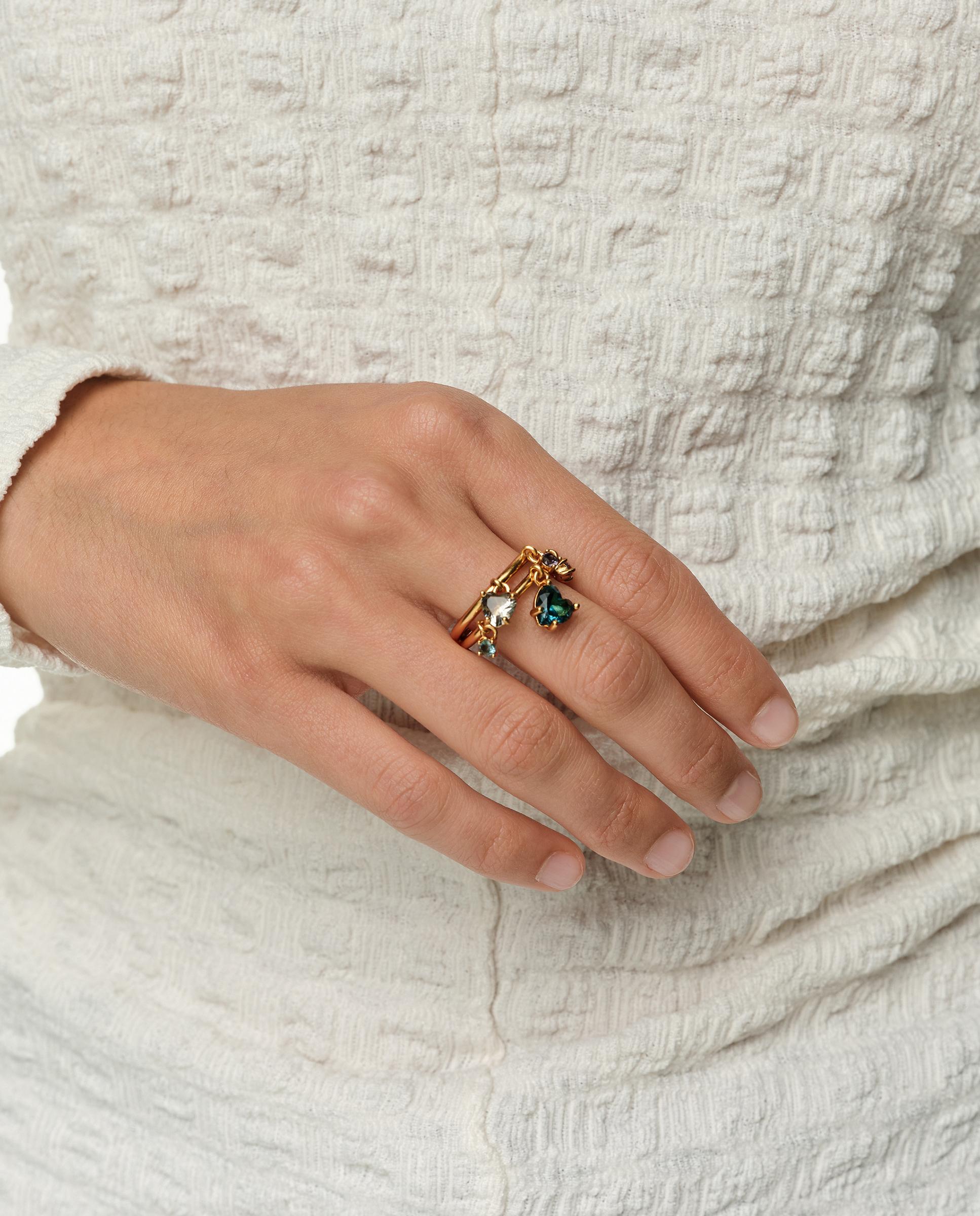 Anillo charms cristales corazón engarzado - Bimba y Lola - Dorado Dorado-2