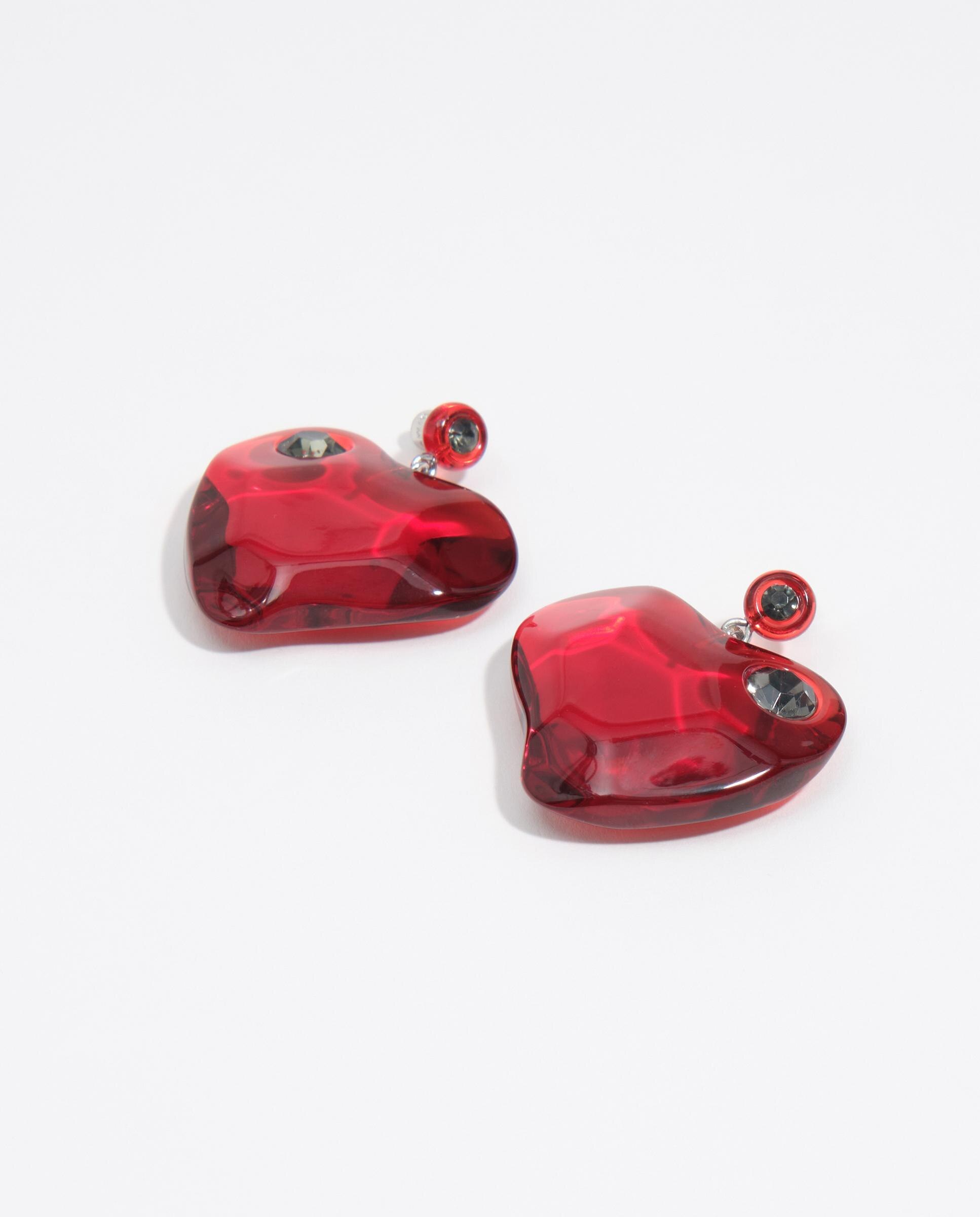 Pendientes corazón resina - Bimba y Lola - Rojo Rojo-4