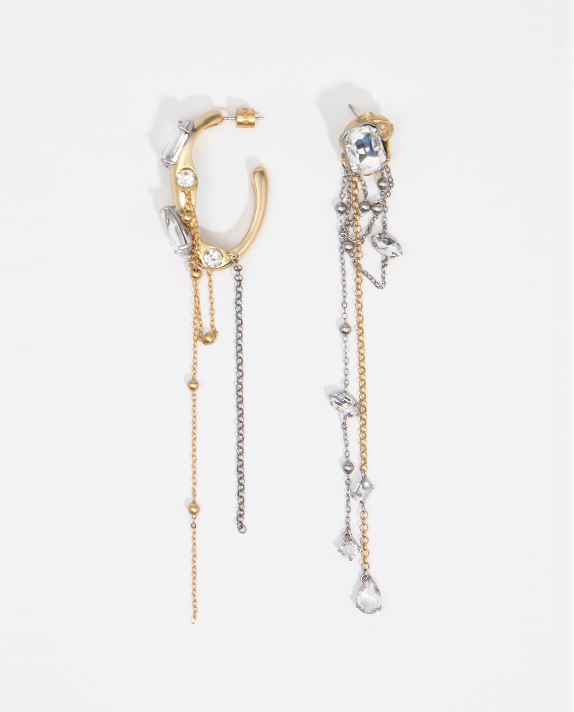 Pendientes cristales engarzados y cadenas - Bimba y Lola - Plateado Plateado-1