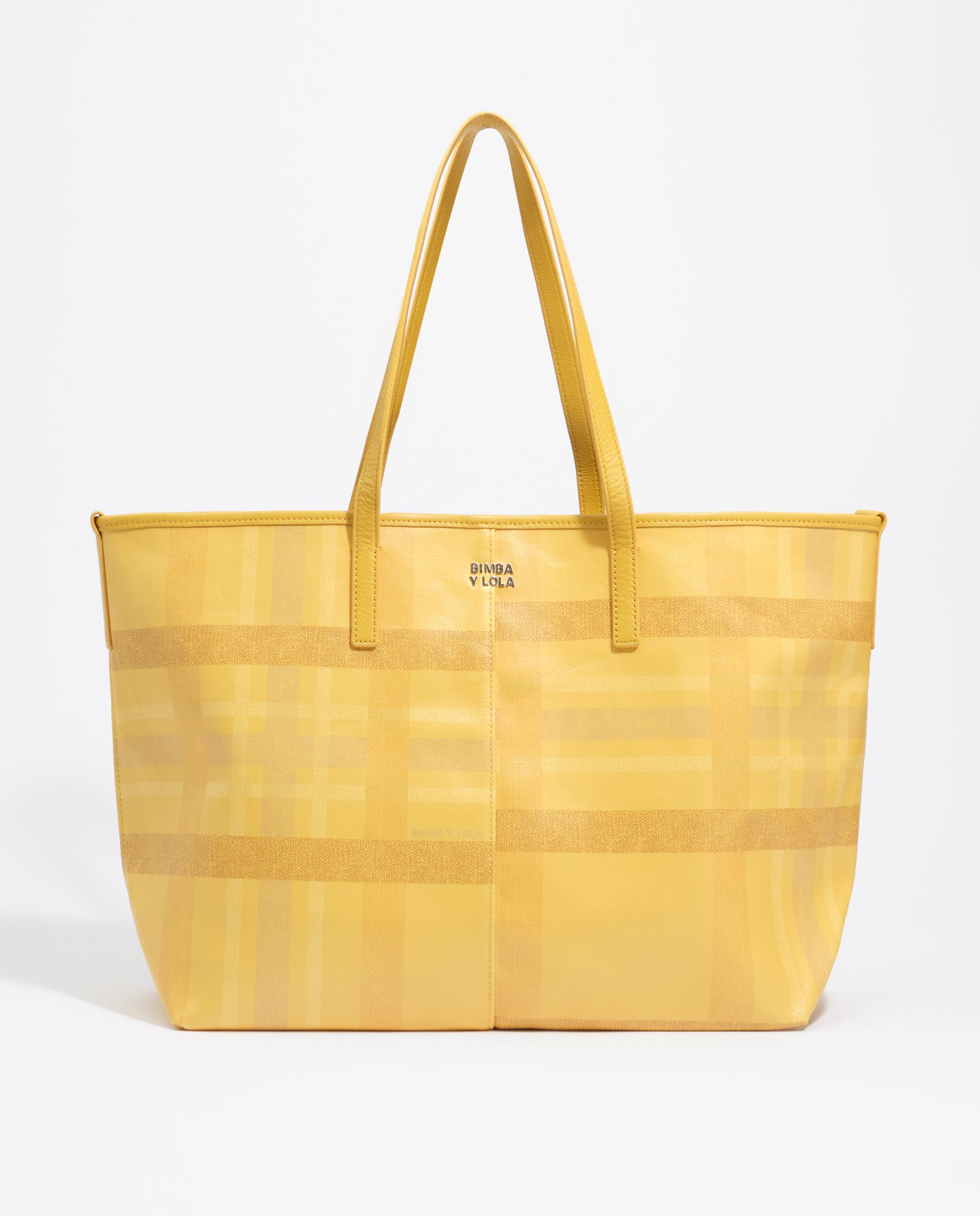 Bolso de hombro de mujer shopper grande tartán - Bimba y Lola - Amarillo Amarillo-1