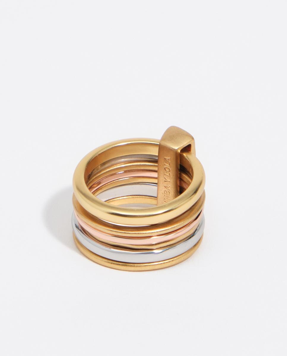 Imagen 0 de Anillo bandas multioro envejecido Dorado