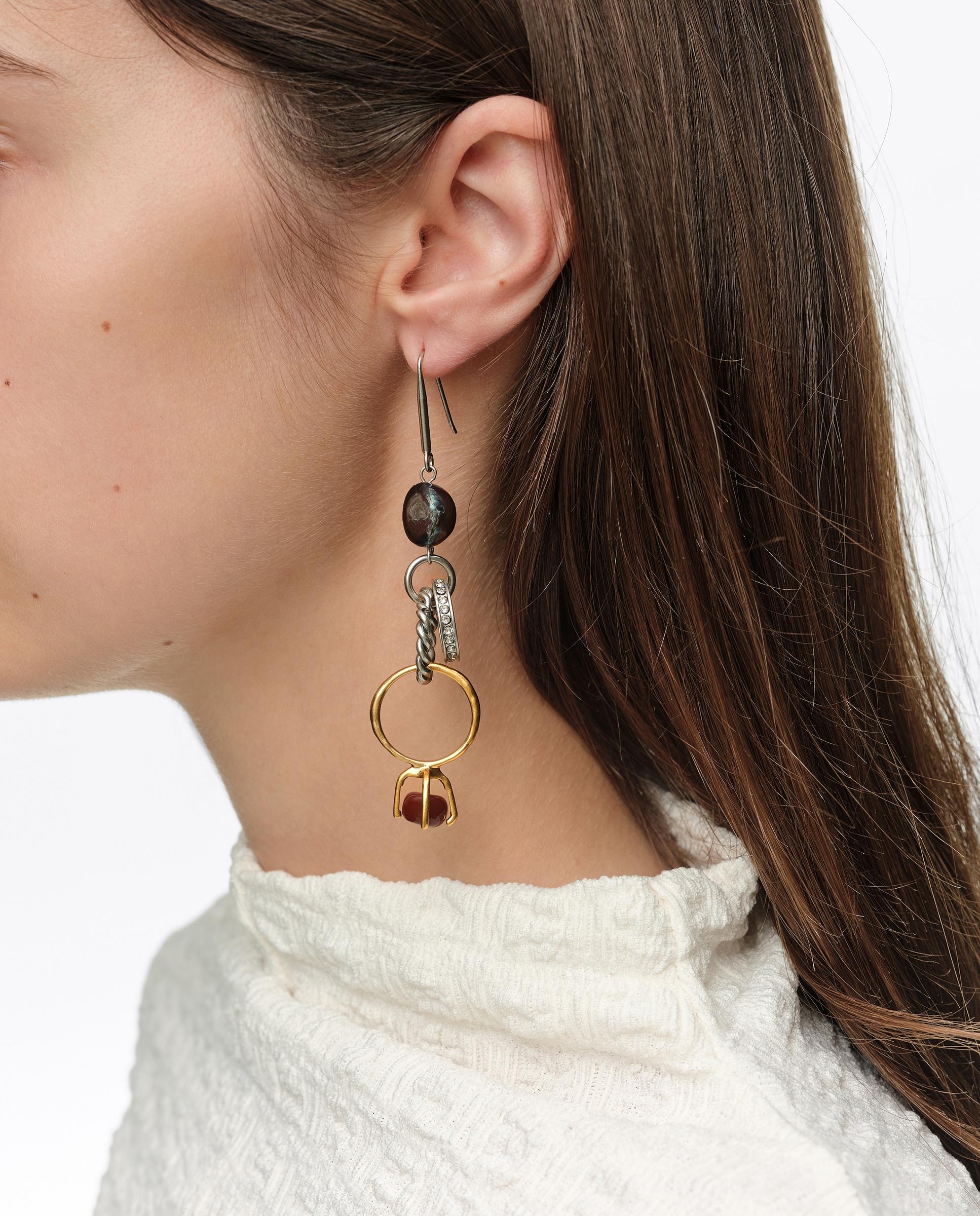 Pendientes largos con perlas y cristales - Bimba y Lola - Dorado Dorado-2