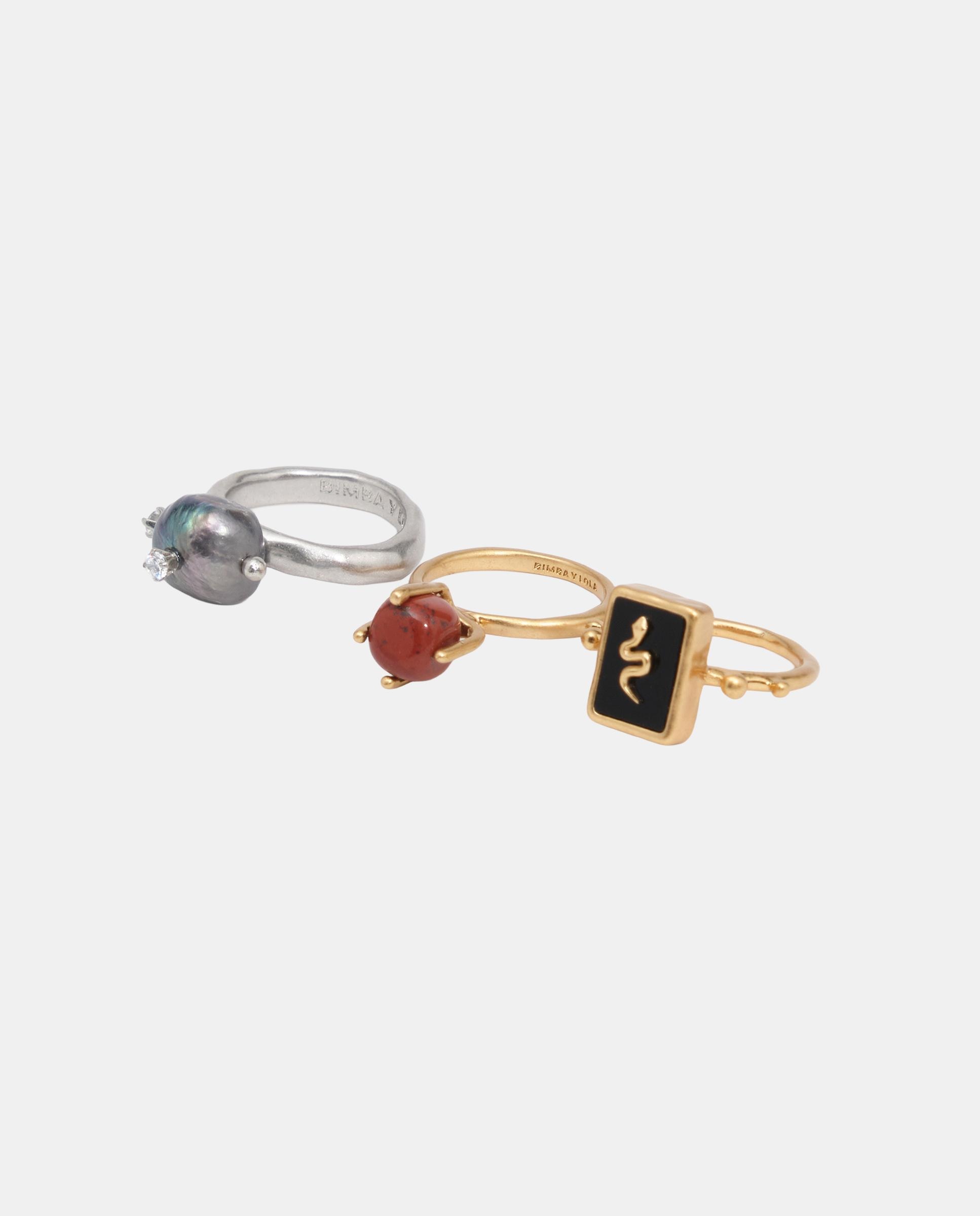 Set 3 anillos perlas y piedras - Bimba y Lola - Multicolor Multicolor-1