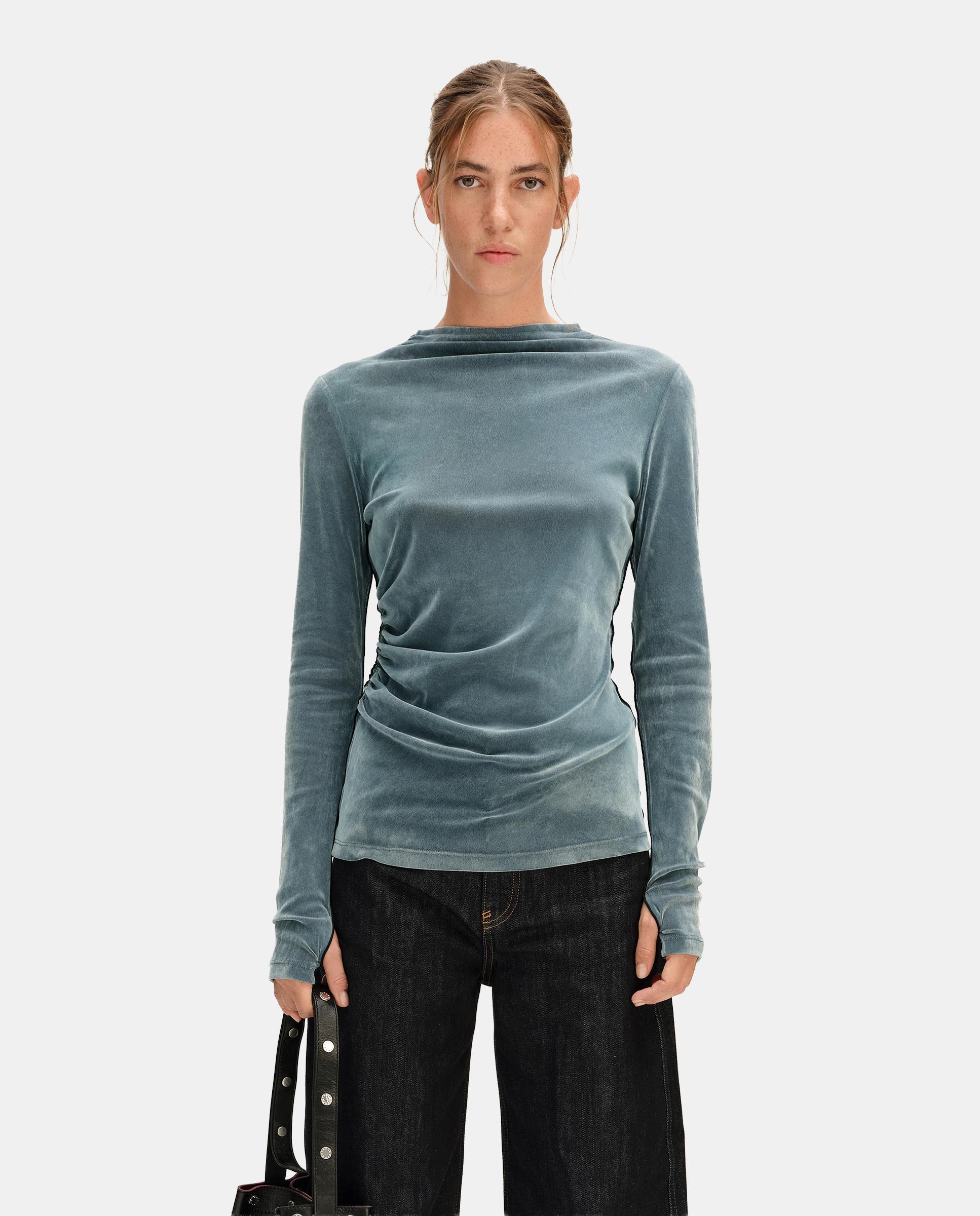 Camiseta de mujer de terciopelo ajustada - Bimba y Lola - Azul claro Azul claro-1