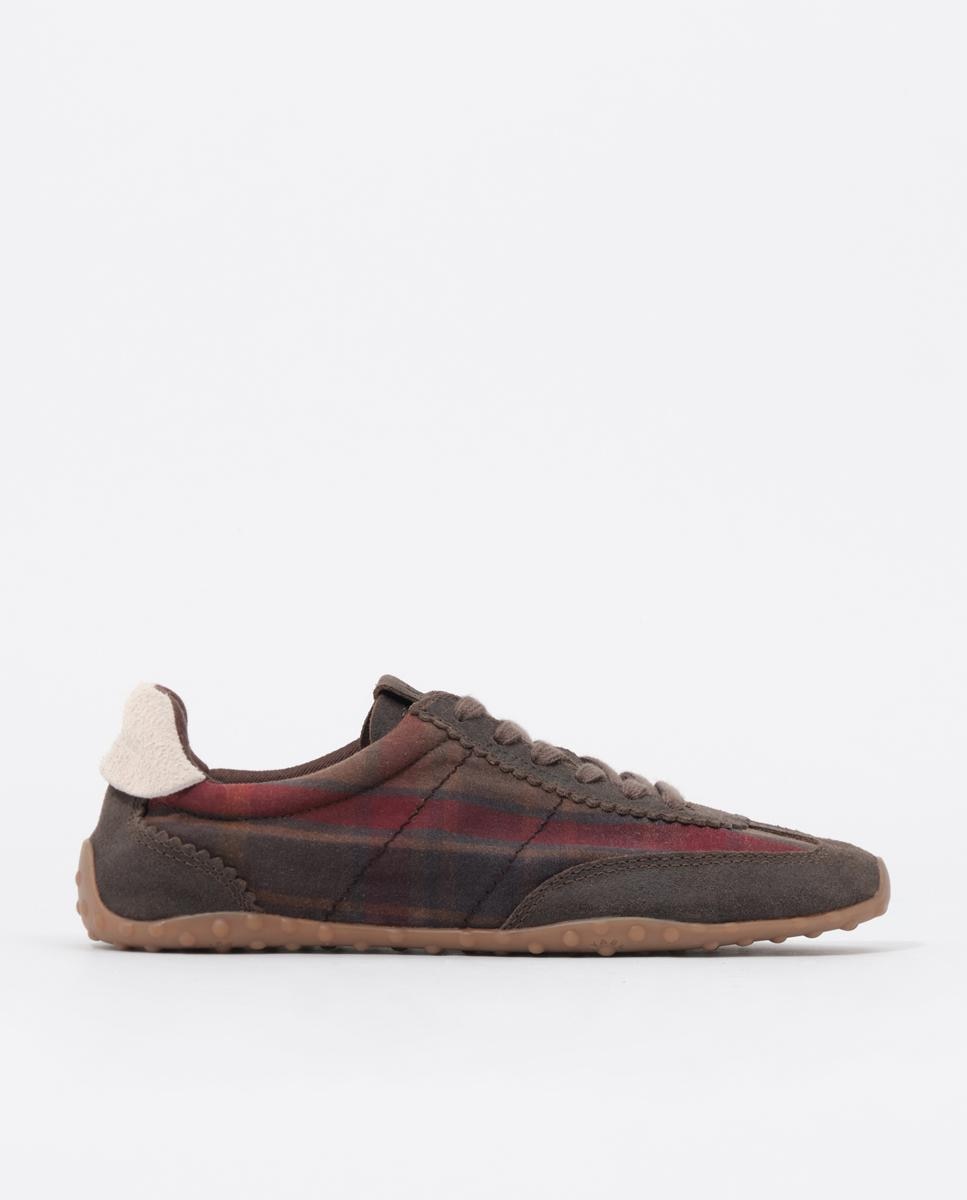Zapatillas deportiva 13 29 serraje y tejido de cuadros - Bimba y Lola - Marrón chocolate Marrón chocolate-1