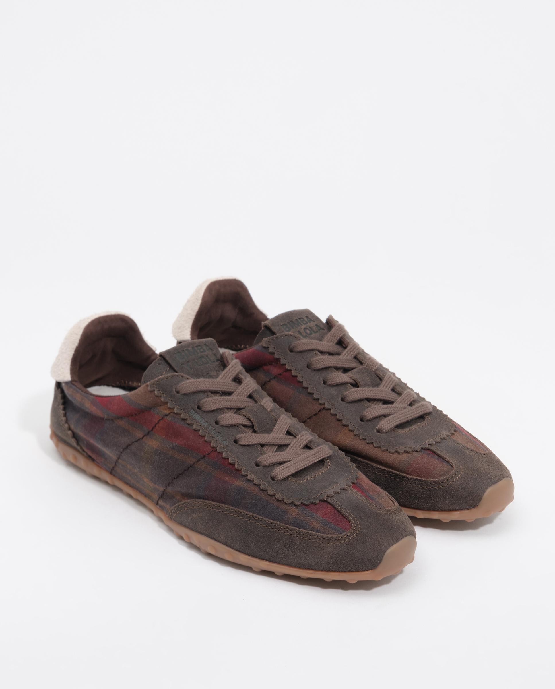 Zapatillas deportiva 13 29 serraje y tejido de cuadros - Bimba y Lola - Marrón chocolate Marrón chocolate-5