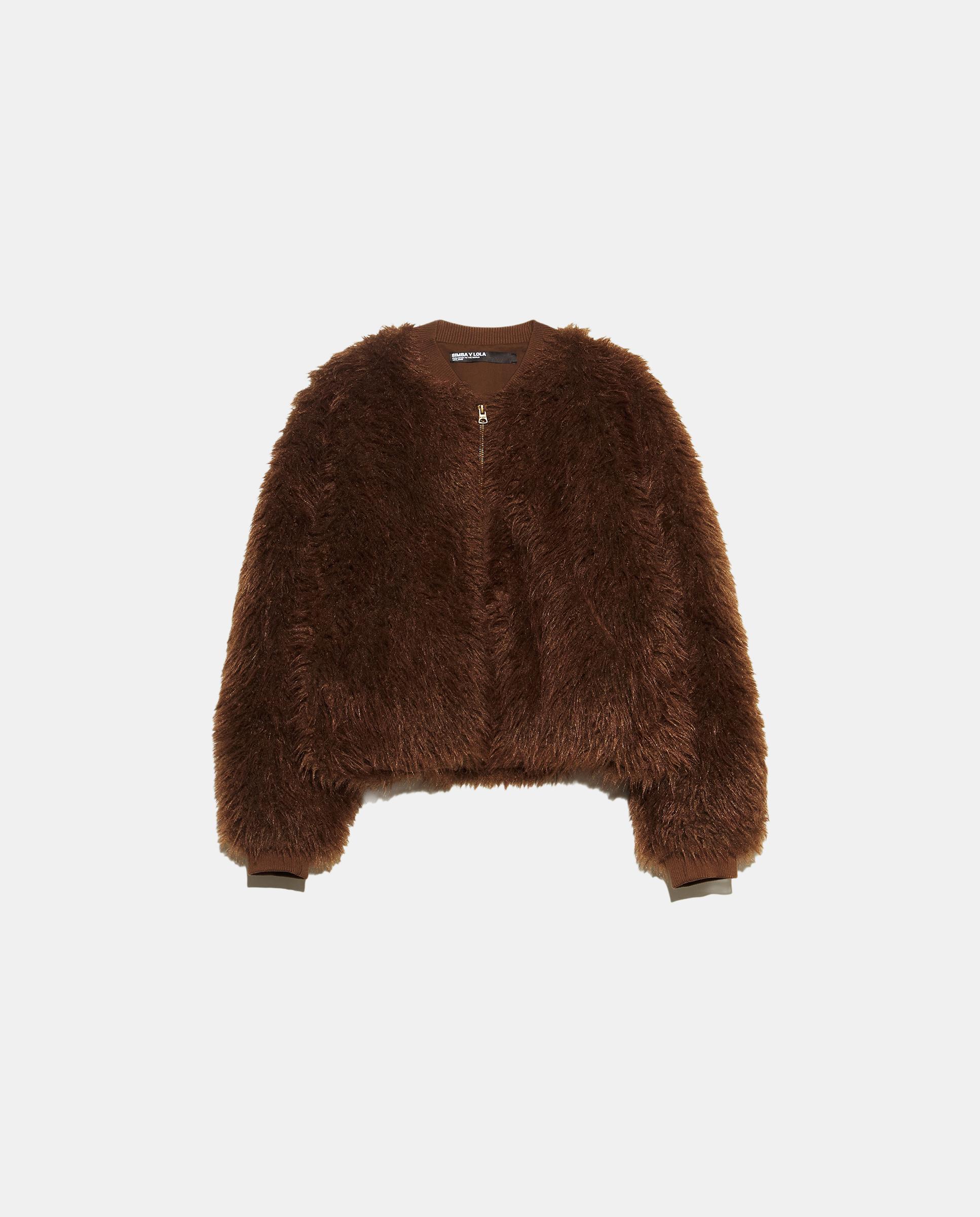 Cazadora de mujer bomber pelo - Bimba y Lola - Marrón Marrón-5