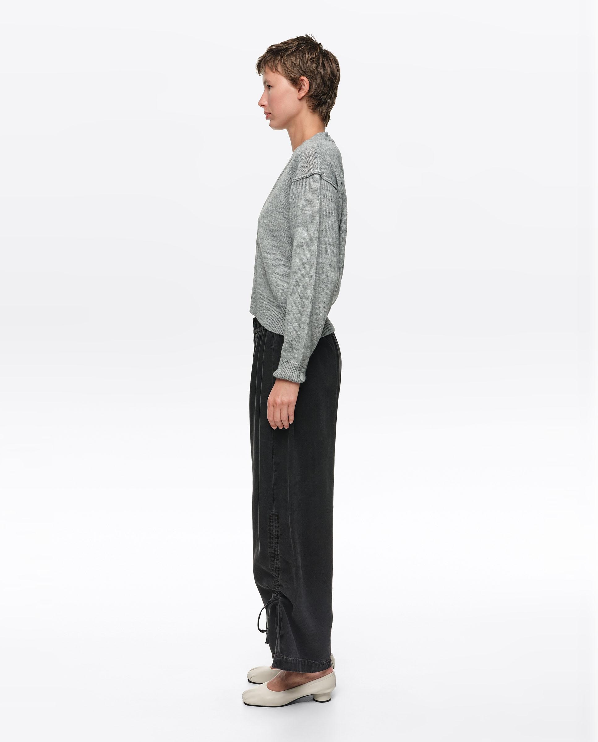Pantalones rectos de mujer fruncido denim - Bimba y Lola - Negro Negro-3