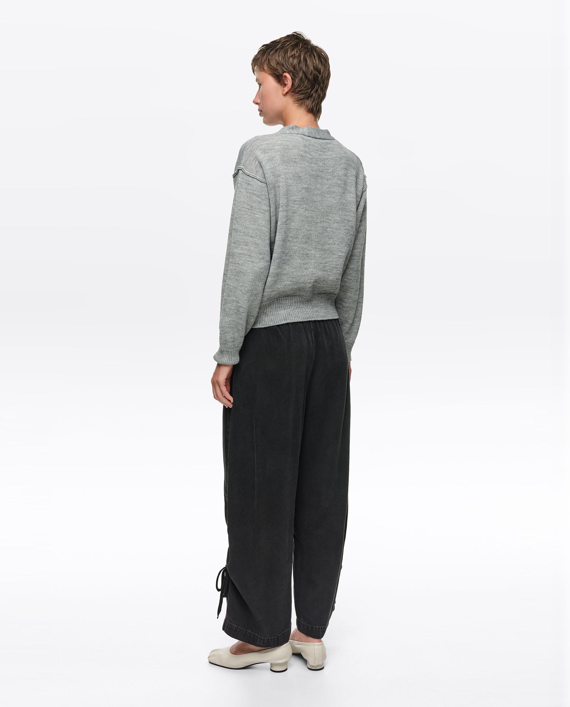 Pantalones rectos de mujer fruncido denim - Bimba y Lola - Negro Negro-4