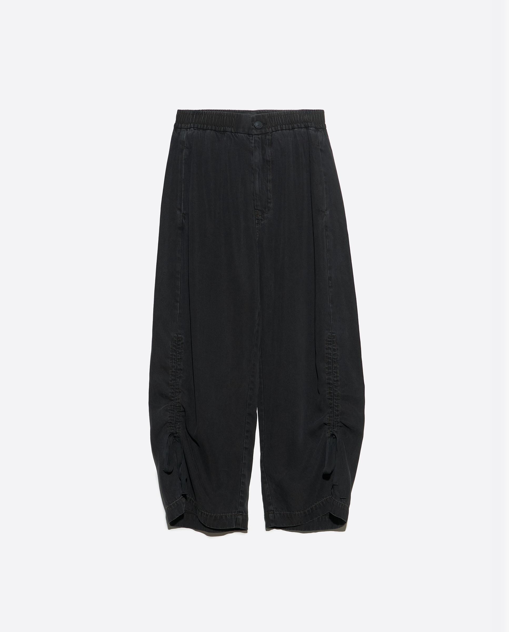 Pantalones rectos de mujer fruncido denim - Bimba y Lola - Negro Negro-6