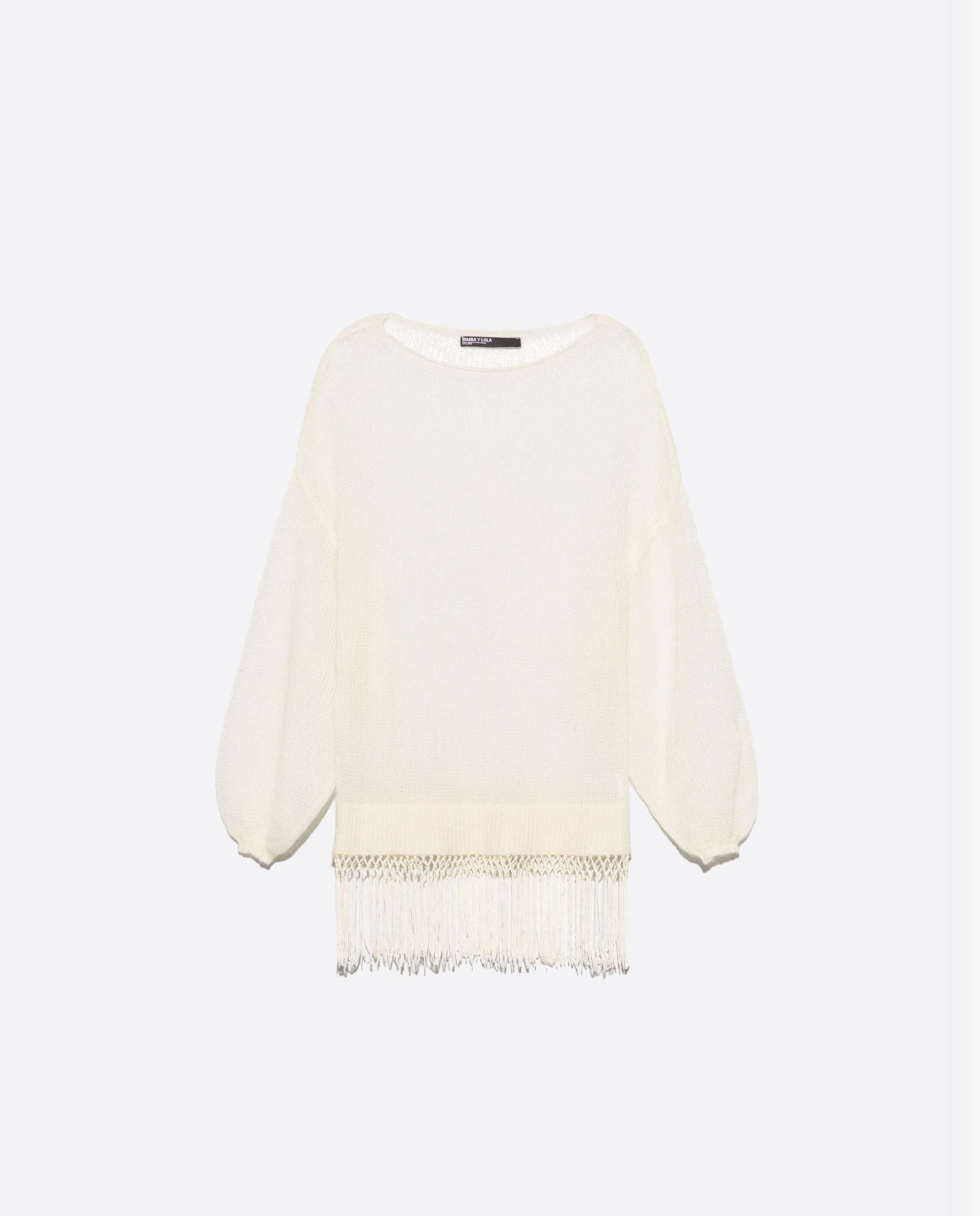 Jersey de mujer mohair flecos - Bimba y Lola - Marfil Marfil-6