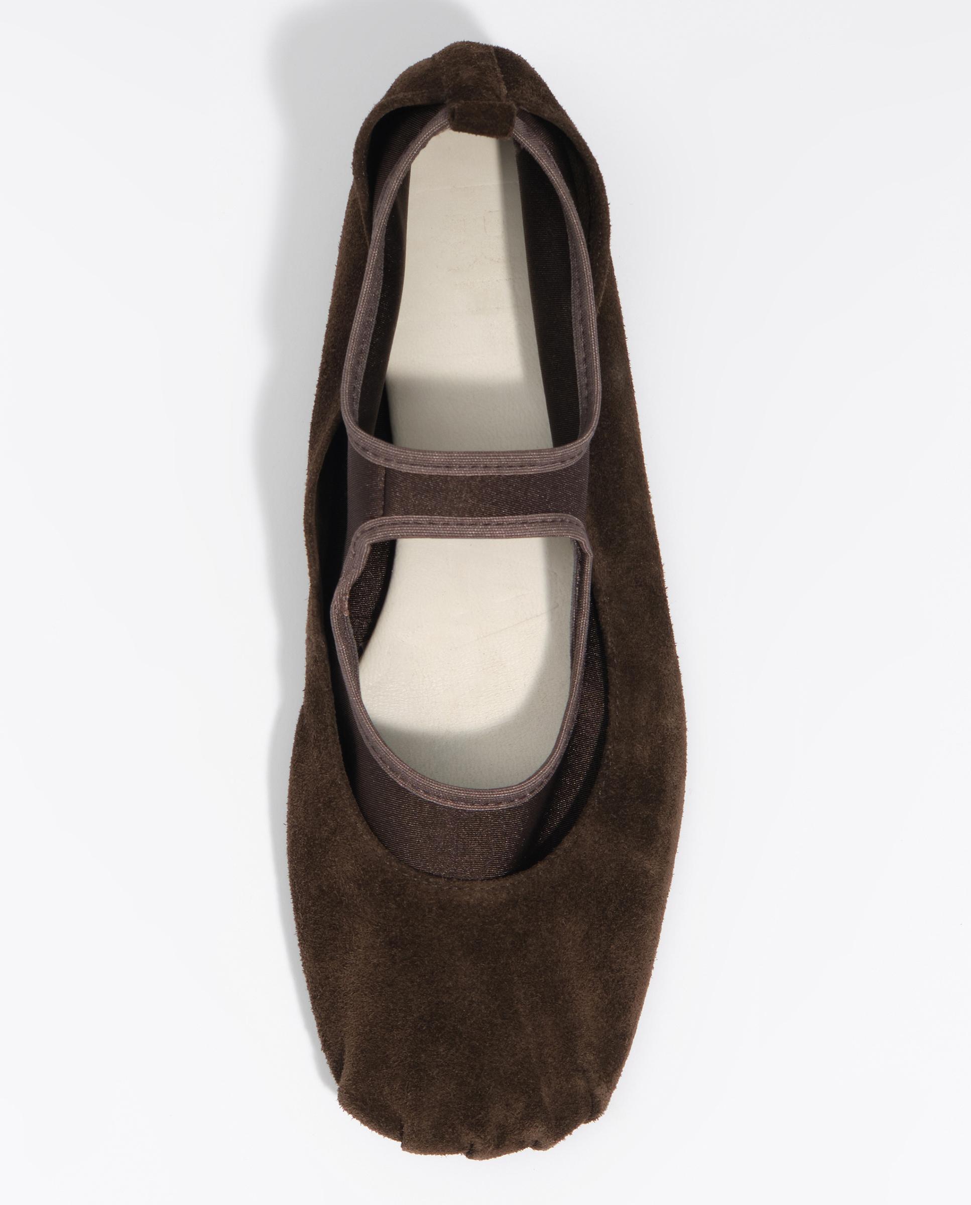 Bailarina de mujer de serraje y tricot - Bimba y Lola - Marrón oscuro Marrón oscuro-4