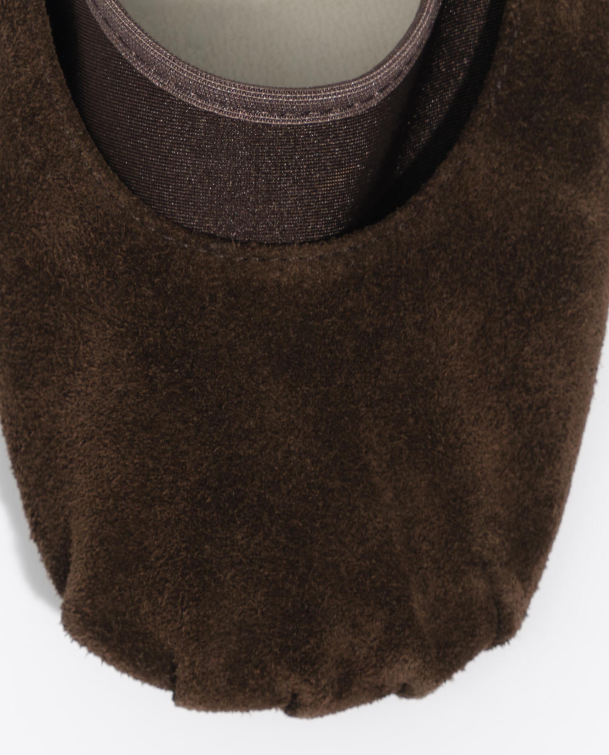 Bailarina de mujer de serraje y tricot - Bimba y Lola - Marrón oscuro Marrón oscuro-5