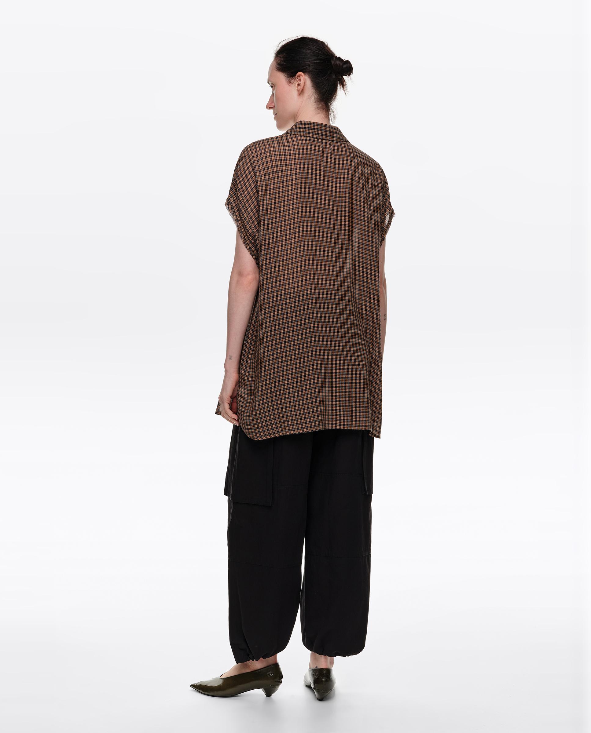Camisa de mujer manga caída cuadros - Bimba y Lola - Marrón Marrón-4