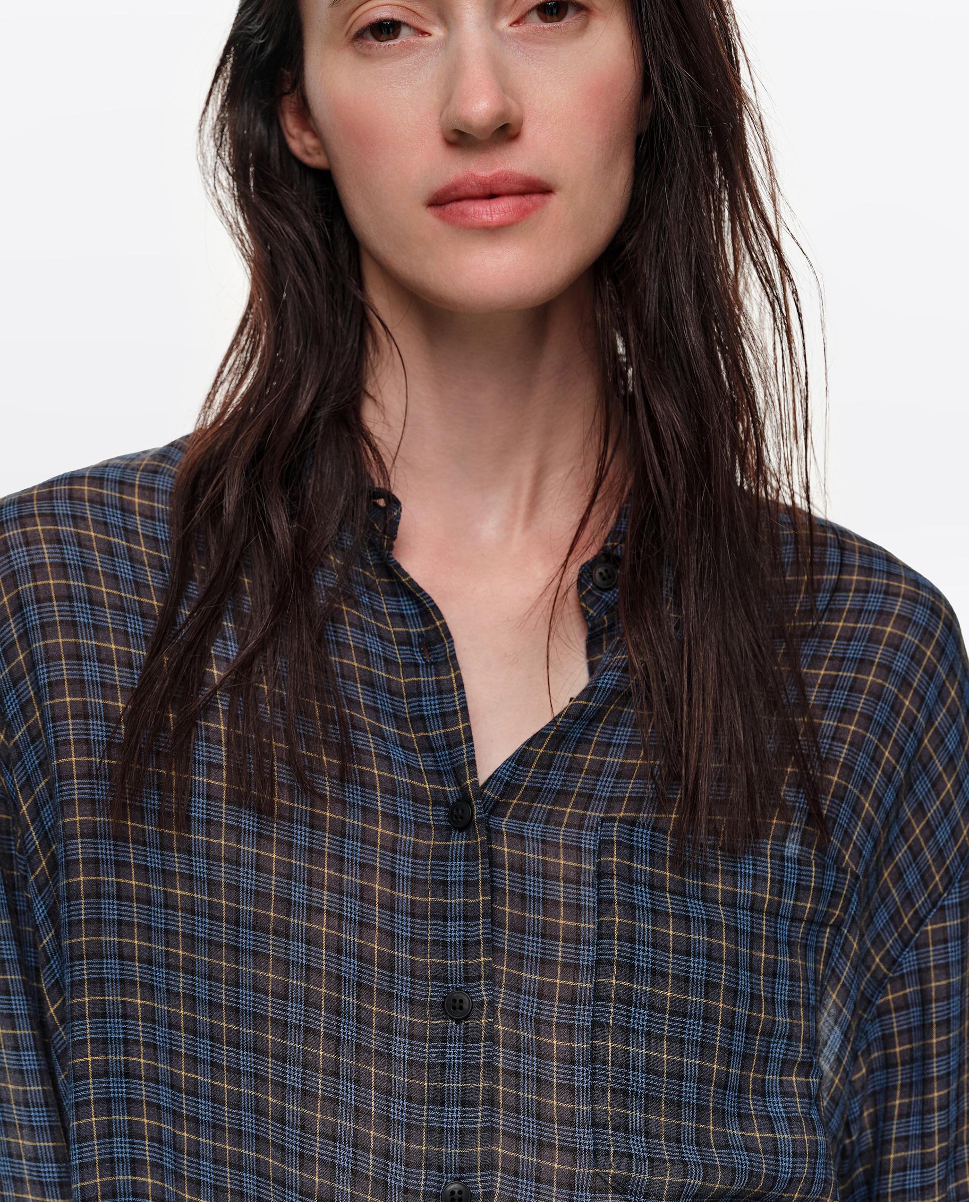 Camisa de mujer fluida boxy cuadros - Bimba y Lola - Azul Azul-2