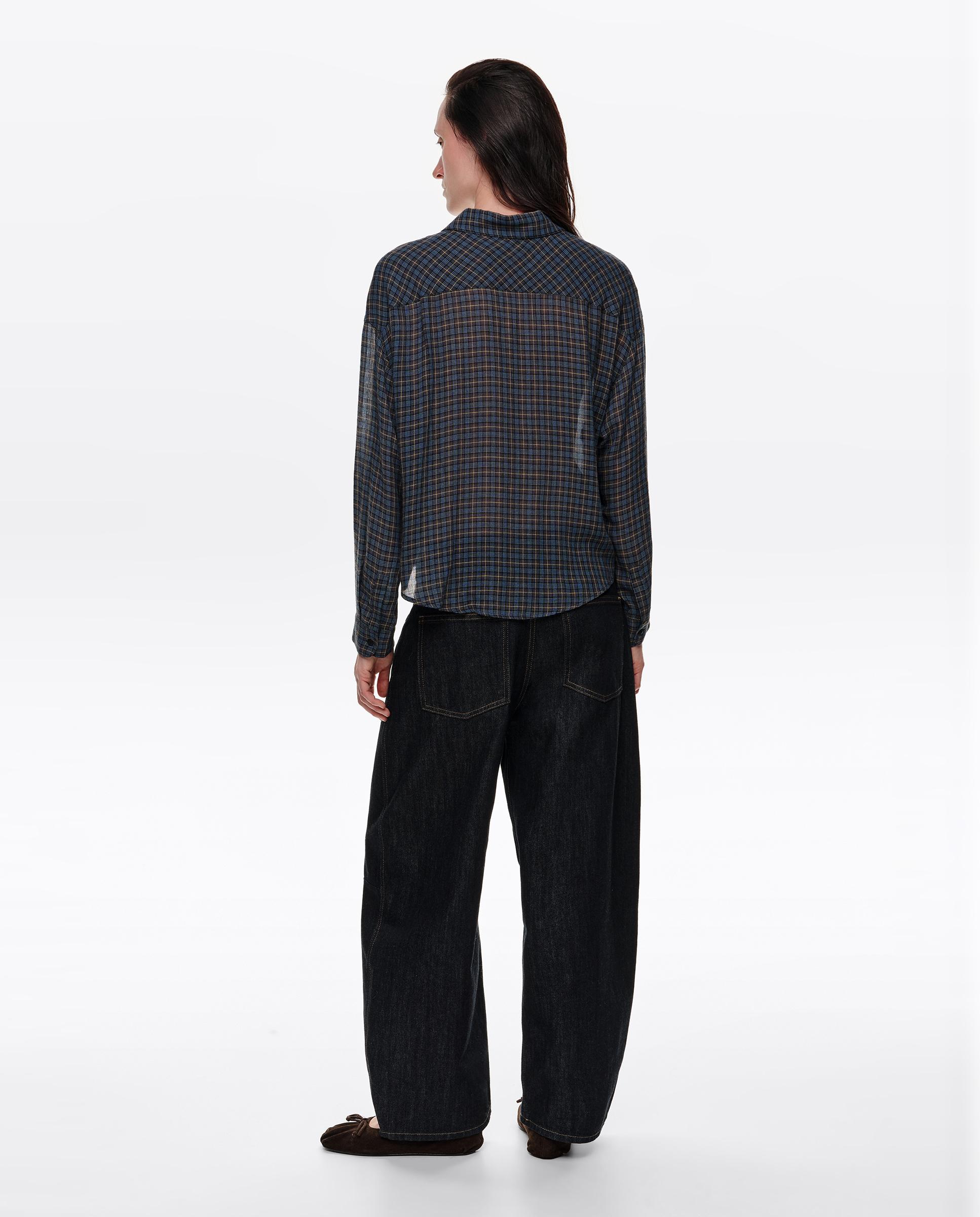 Camisa de mujer fluida boxy cuadros - Bimba y Lola - Azul Azul-4