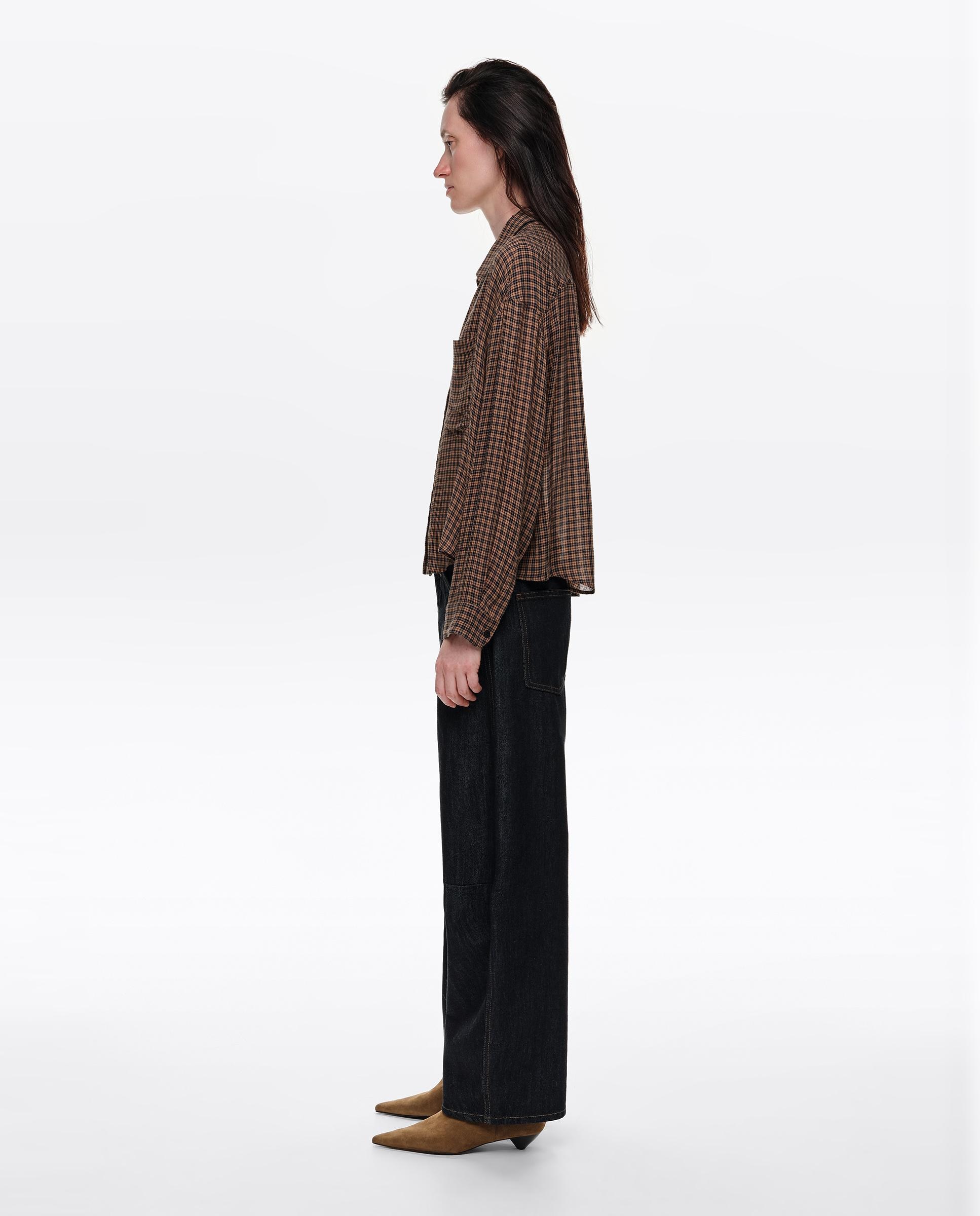 Camisa de mujer fluida boxy cuadros - Bimba y Lola - Marrón Marrón-3