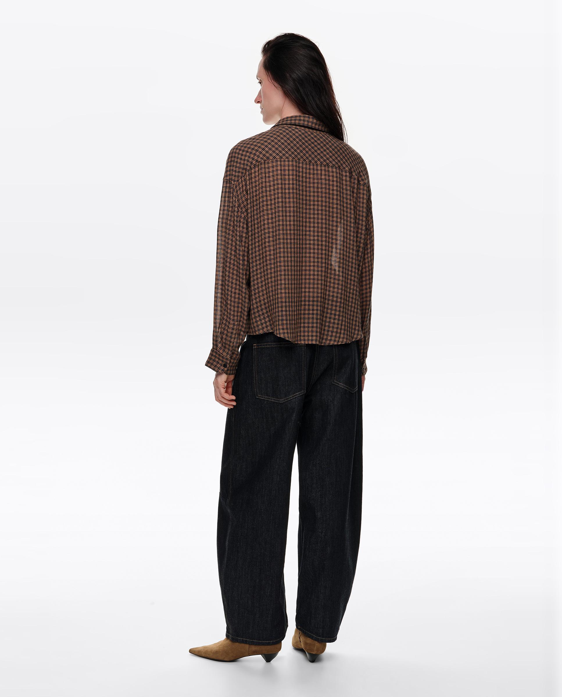 Camisa de mujer fluida boxy cuadros - Bimba y Lola - Marrón Marrón-4