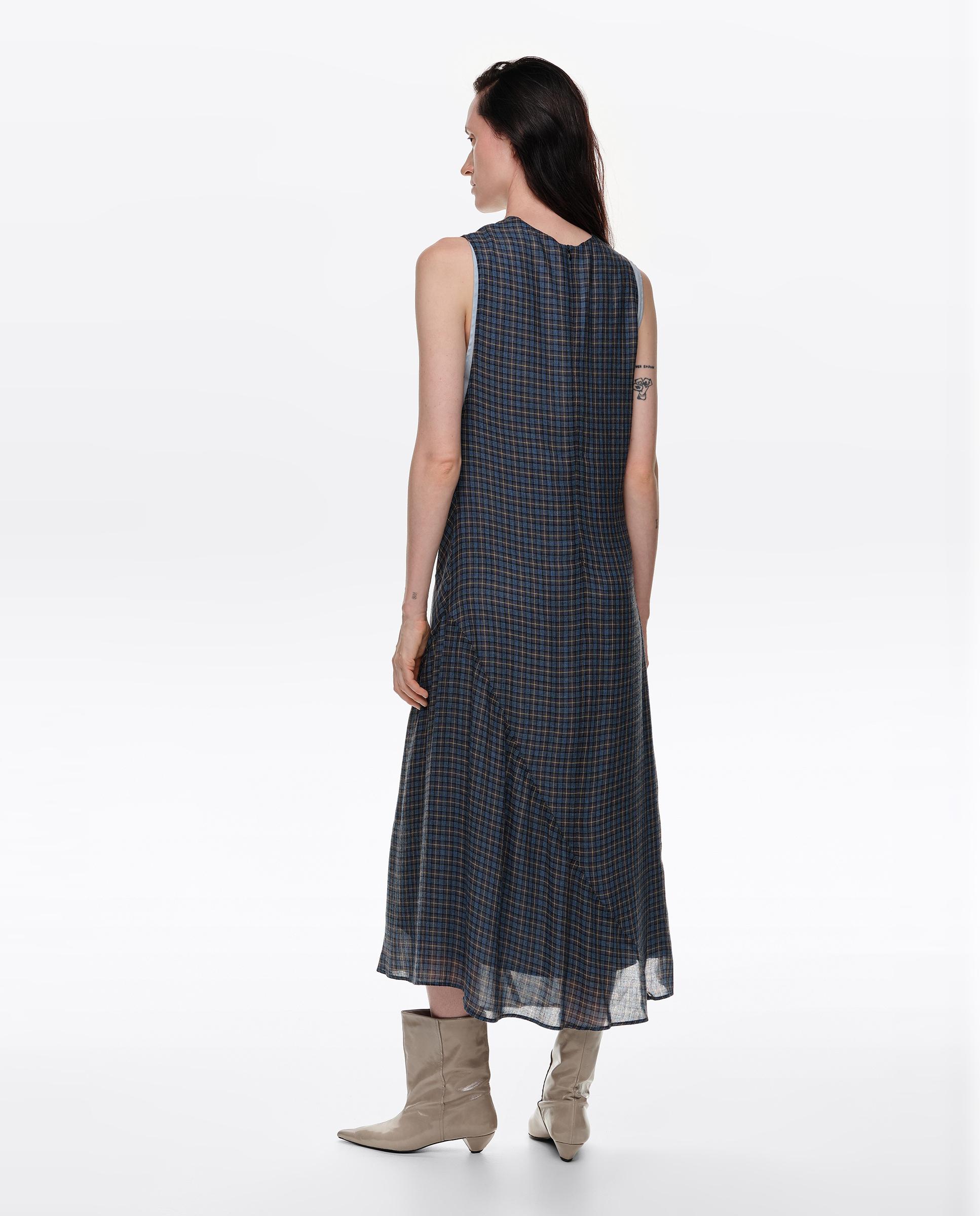 Vestido superpuesto fruncido cuadros - Bimba y Lola - Azul Azul-5